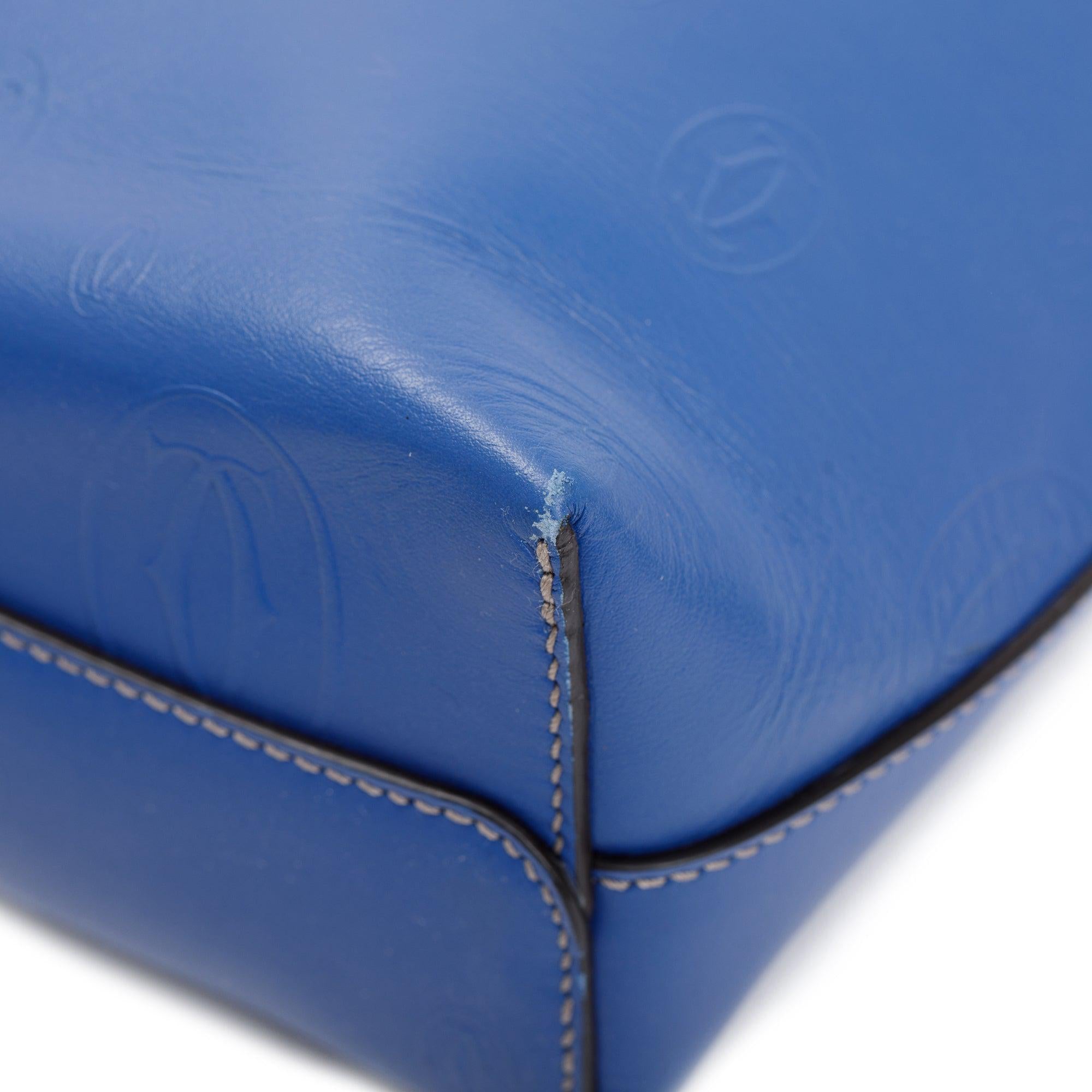 Cartier Blue Calfskin Leather Le 18H Happy Birthday Tote Bag w/ Pouch