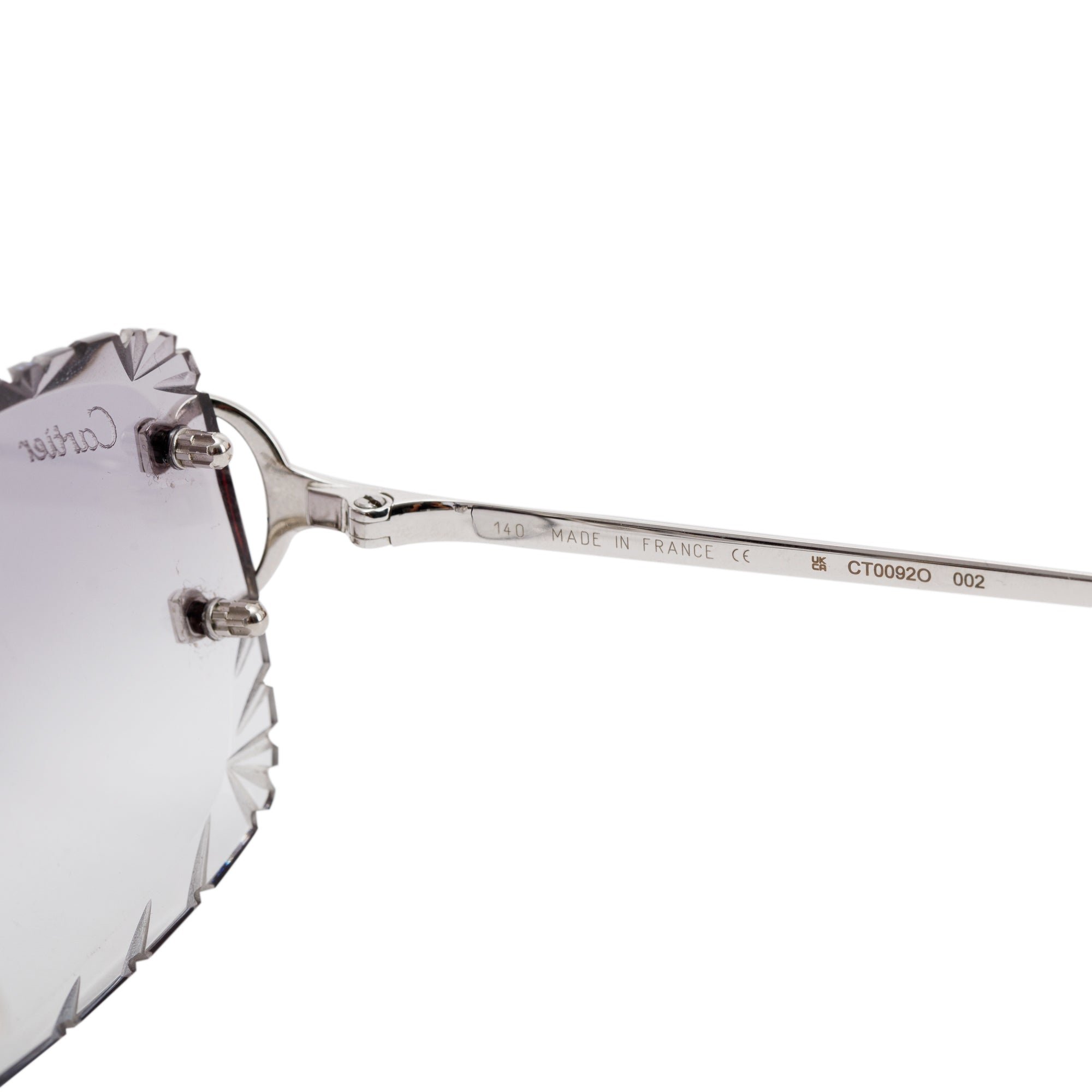 Cartier CT00920 Rimless Diamond Cut Sunglasses w/ Box & Case