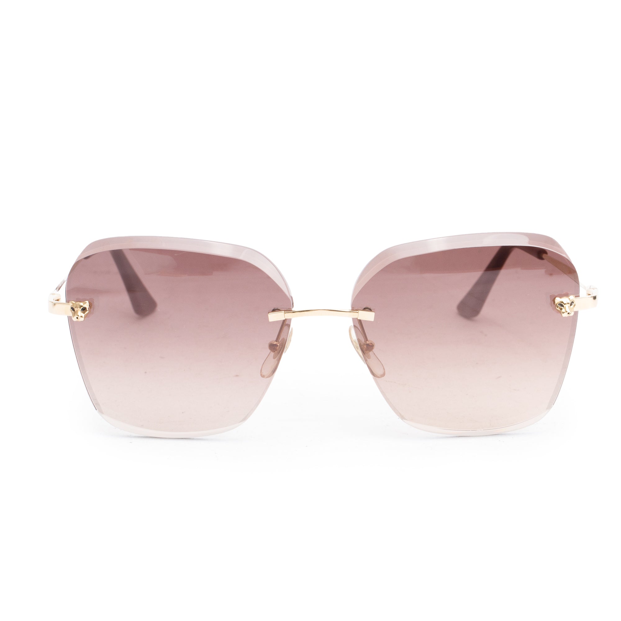 Cartier CT0147S Gold-Plated Metal Burgundy Acentate Panthere De Cartier Sunglasses w/ Case