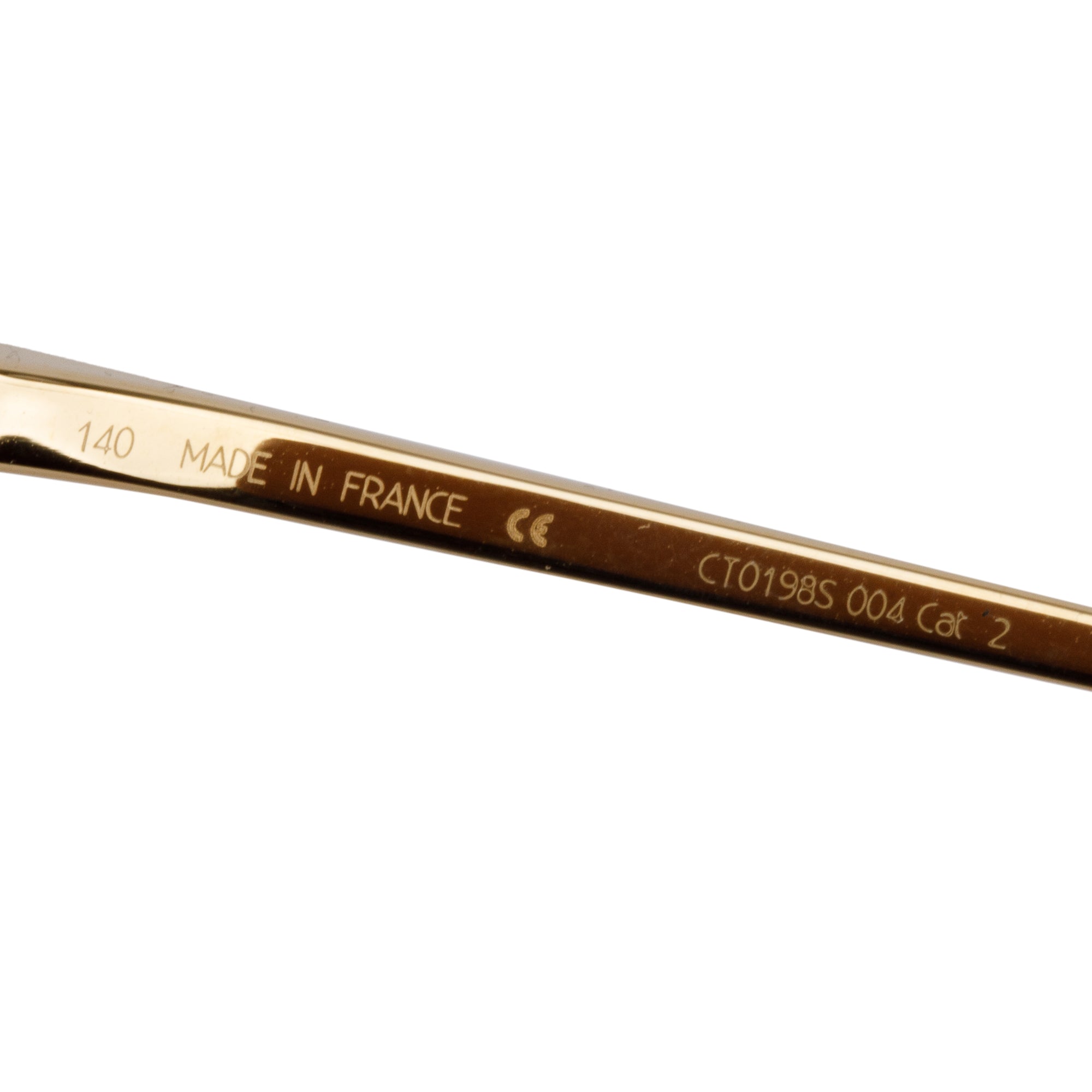 Cartier CT0198S Gold-Plated Metal Frame Panthere De Cartier Sunglasses w/ Box & Case