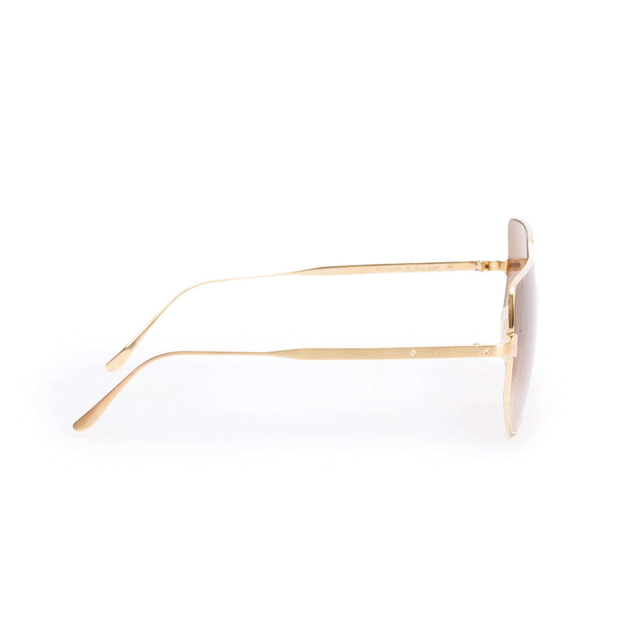 Cartier CT0327S Gold-Plated Metal Frame Santos Geometric Sunglasses w/ Box & Case