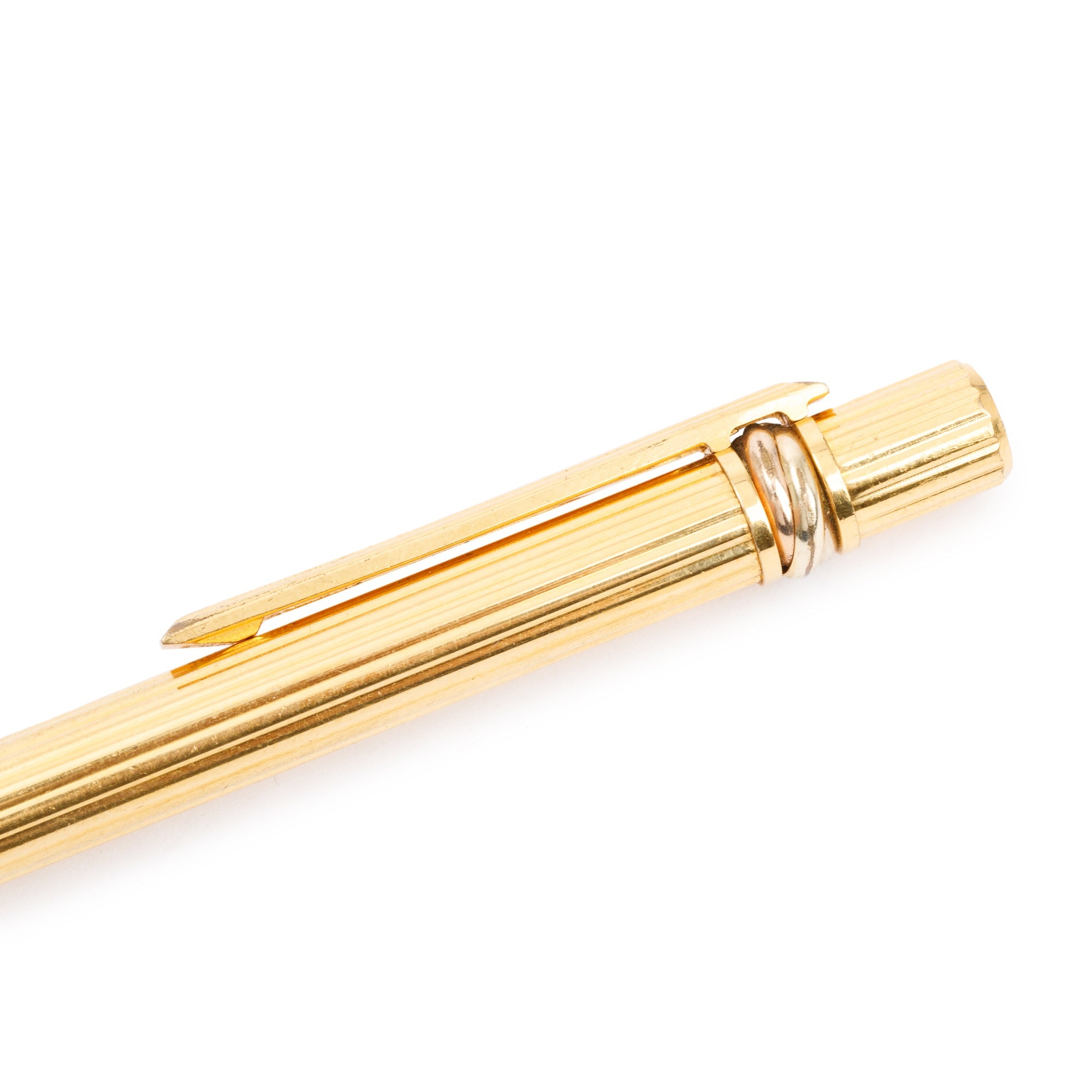 Cartier Gold Plated Must de Cartier Trinity Ballpoint Pen w/ Box & Papers