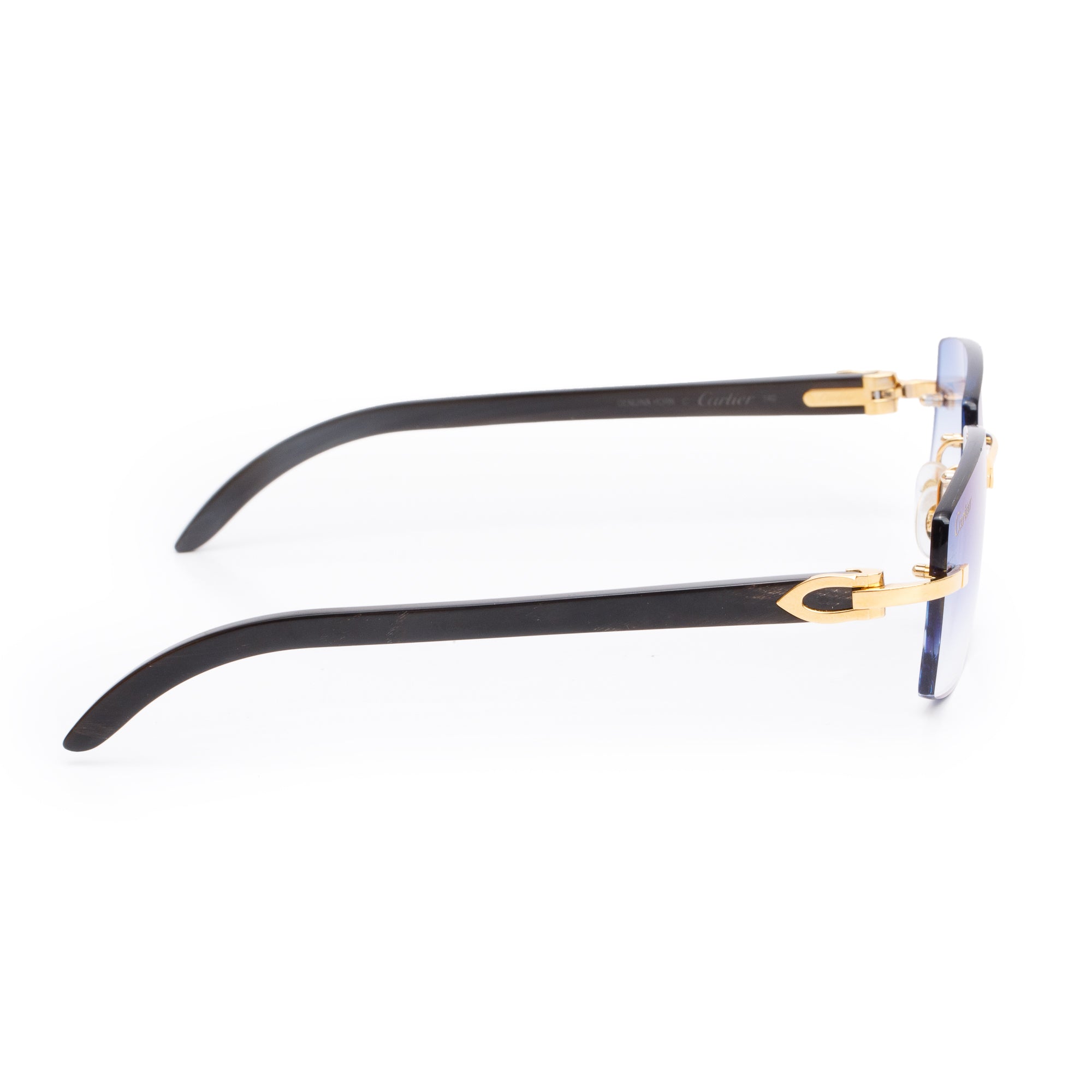 Cartier Gold Tone Metal Buffalo Horn C Allonge De Cartier Sunglasses w/ Box & Case