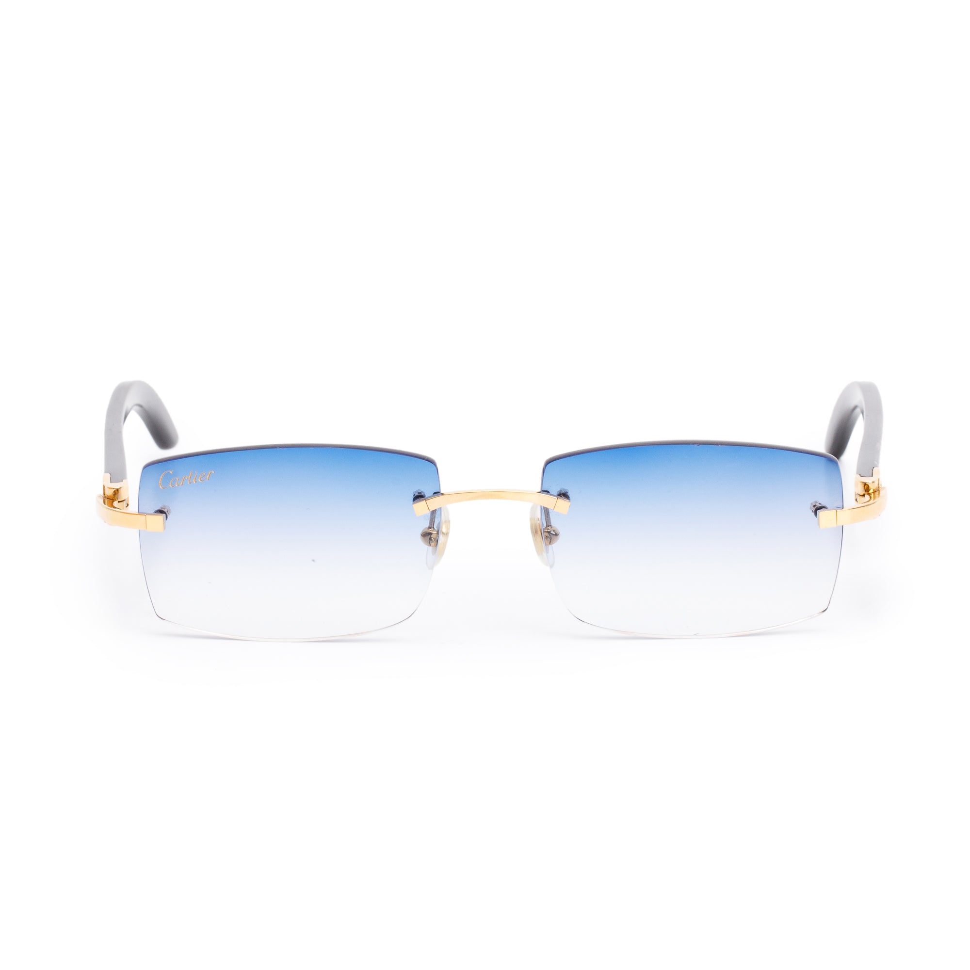 Cartier Gold Tone Metal Buffalo Horn C Allonge De Cartier Sunglasses w/ Box & Case