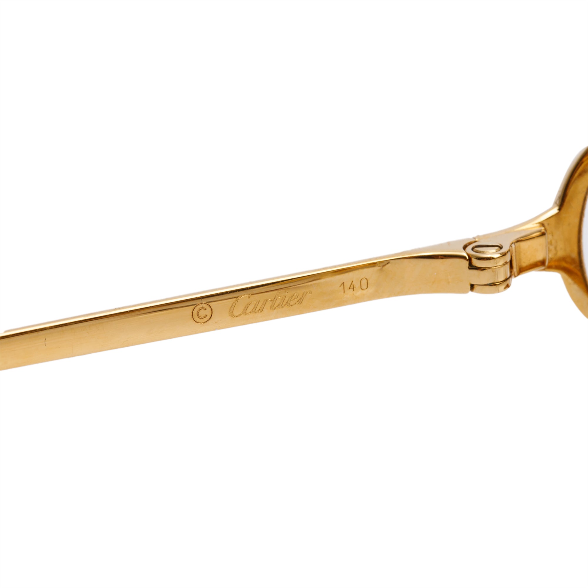 Cartier Gold Tone Metal Rimless Diamond Cut Sunglasses w/ Case