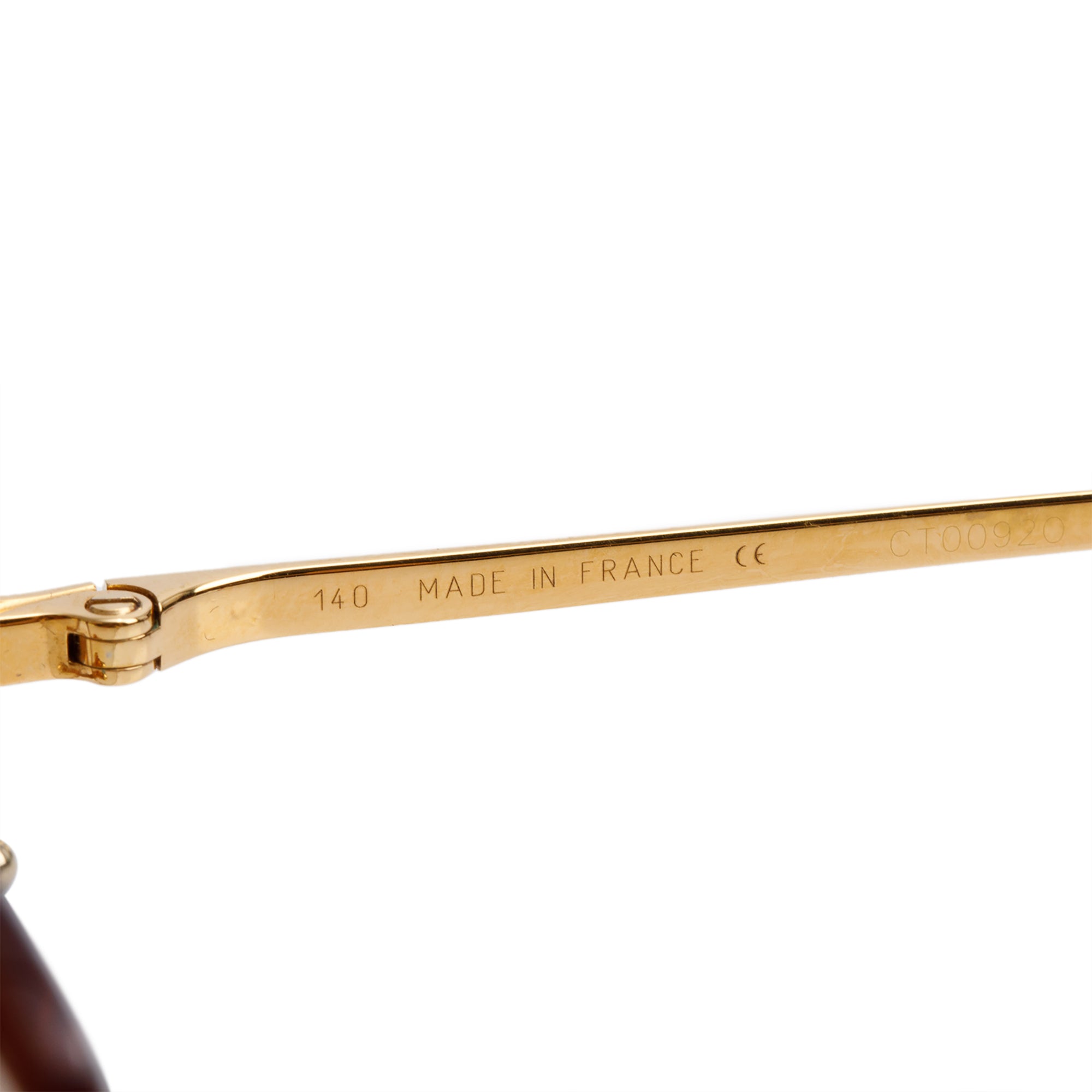 Cartier Gold Tone Metal Rimless Diamond Cut Sunglasses w/ Case