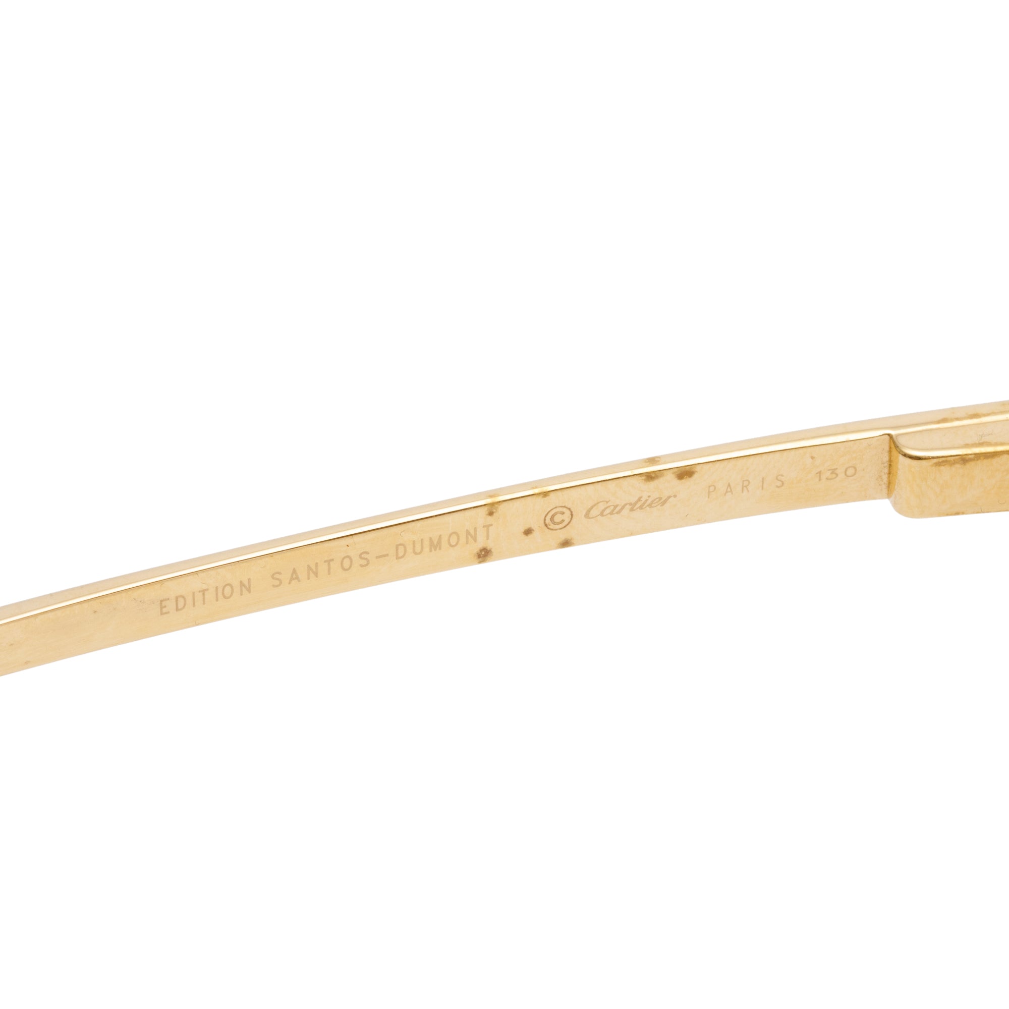 Cartier Gold-Tone Metal Santos De Cartier Dumont Sunglasses w/ Box & Case