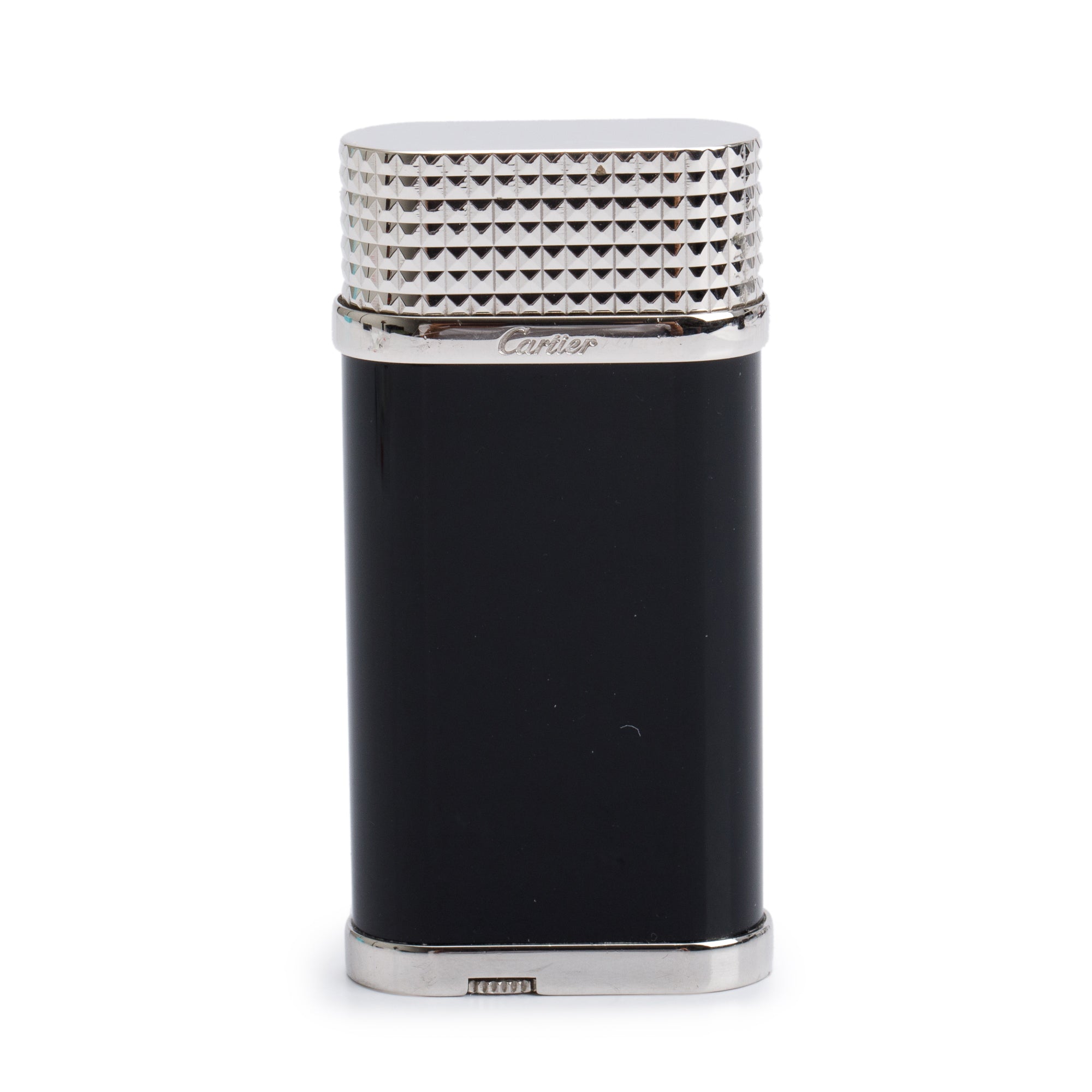 Cartier Palladium-Plated Black Lacquer Clous de Paris Decor Lighter