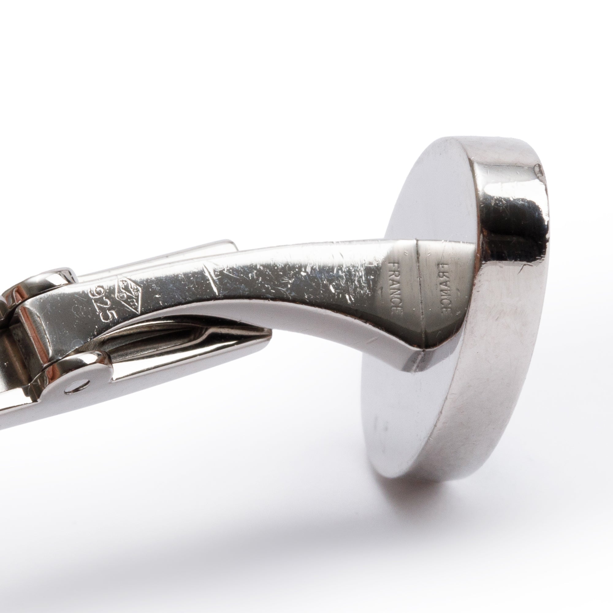 Cartier Palladium-Plated Black Laquer Double C Logo Decor Cufflinks