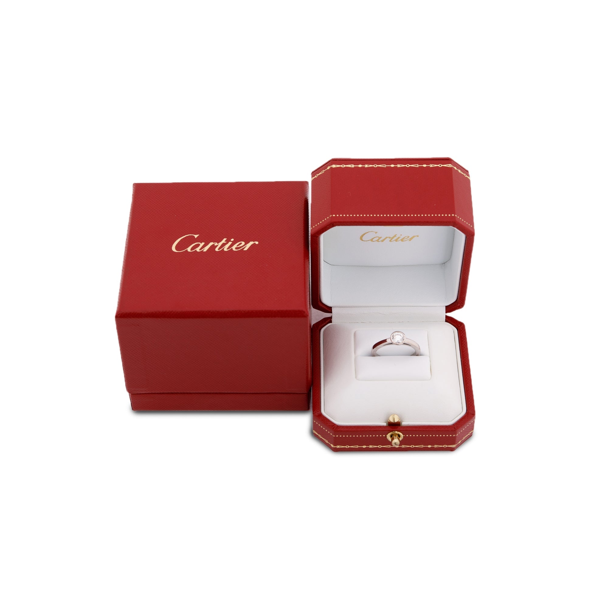 Cartier Platinum 0.51 ct. Diamond Bezel Set Ring w/ Box & Receipt