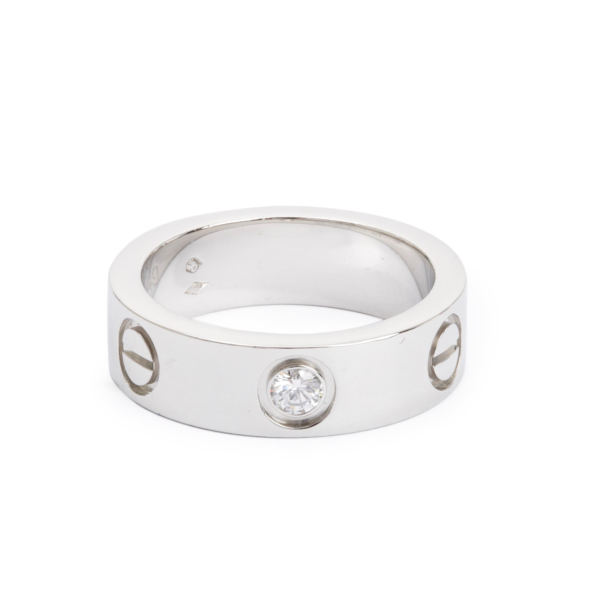 Cartier Platinum 1 Diamond 5.5MM Love Ring Size 49 5
