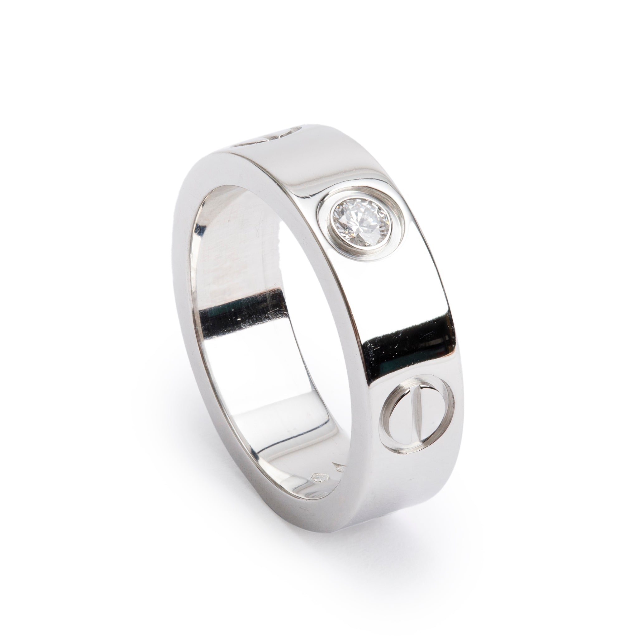 Cartier Platinum 1 Diamond 5.5MM Love Ring Size 49 5