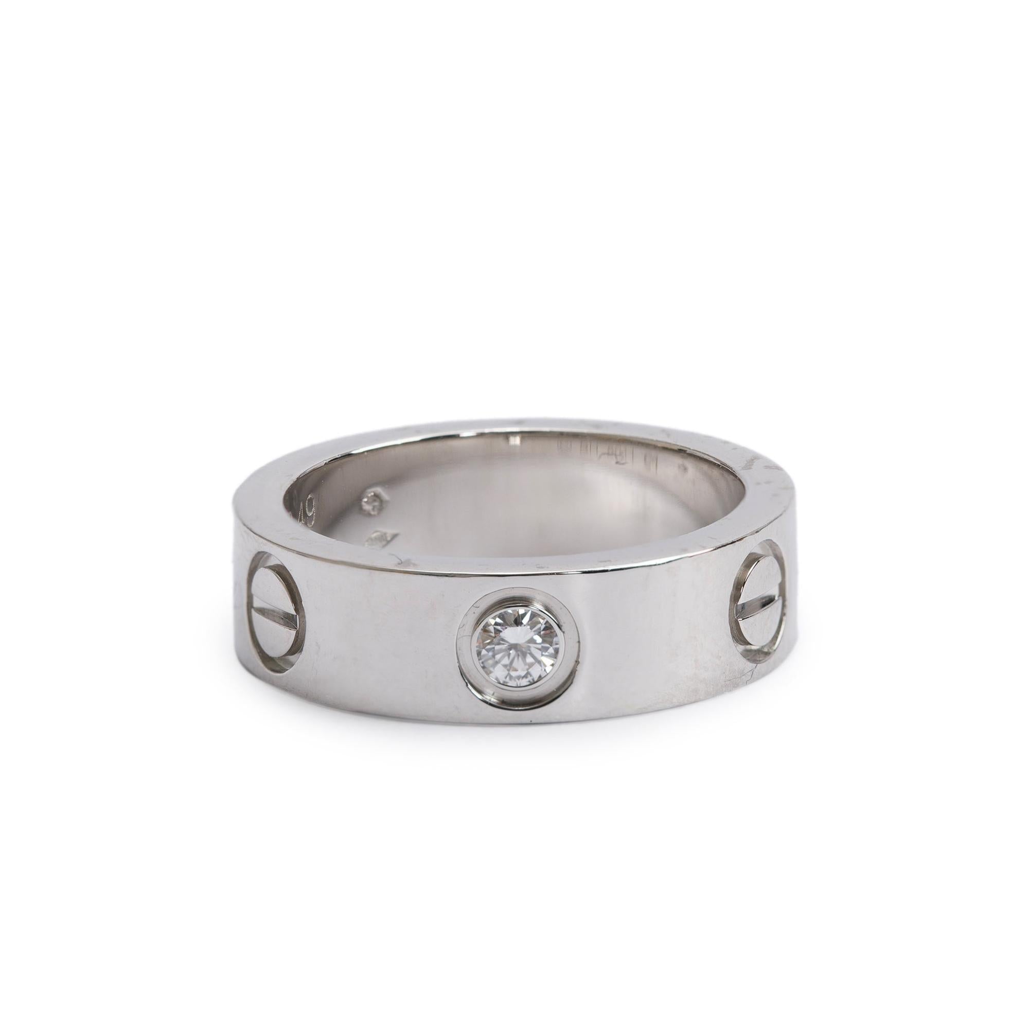 Cartier Platinum 1 Diamond 5.5MM Love Ring Size 49 5