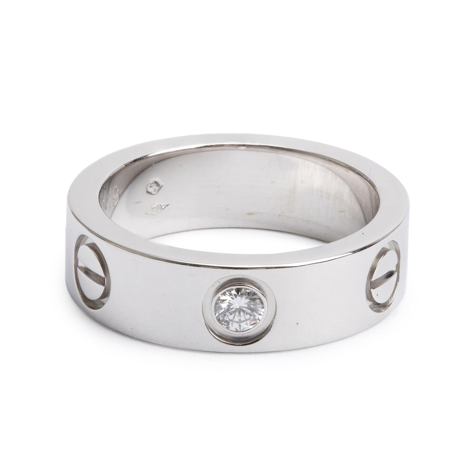 Cartier Platinum 1 Diamond 5.5MM Love Ring Size 49 5