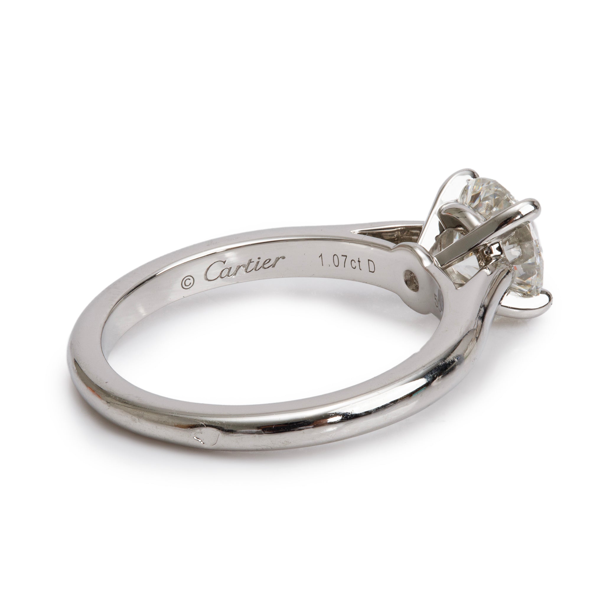 Cartier Platinum 1.07 ct. Diamond Solitaire Engagement Ring, Size 50 5.25 w/ Box & GIA