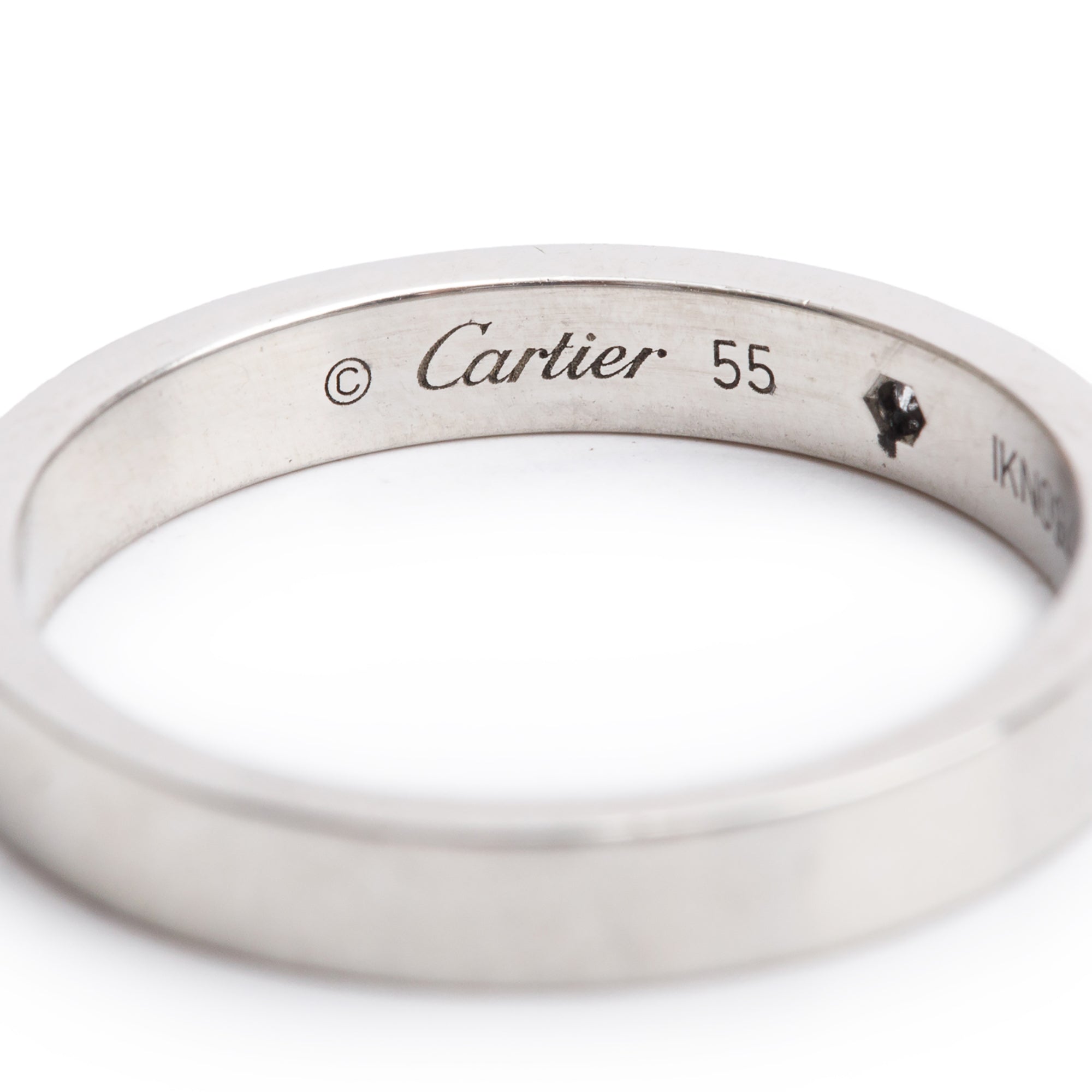 Cartier Platinum C de Cartier Diamond 3 MM Wedding Band Ring, Size 55 7.25
