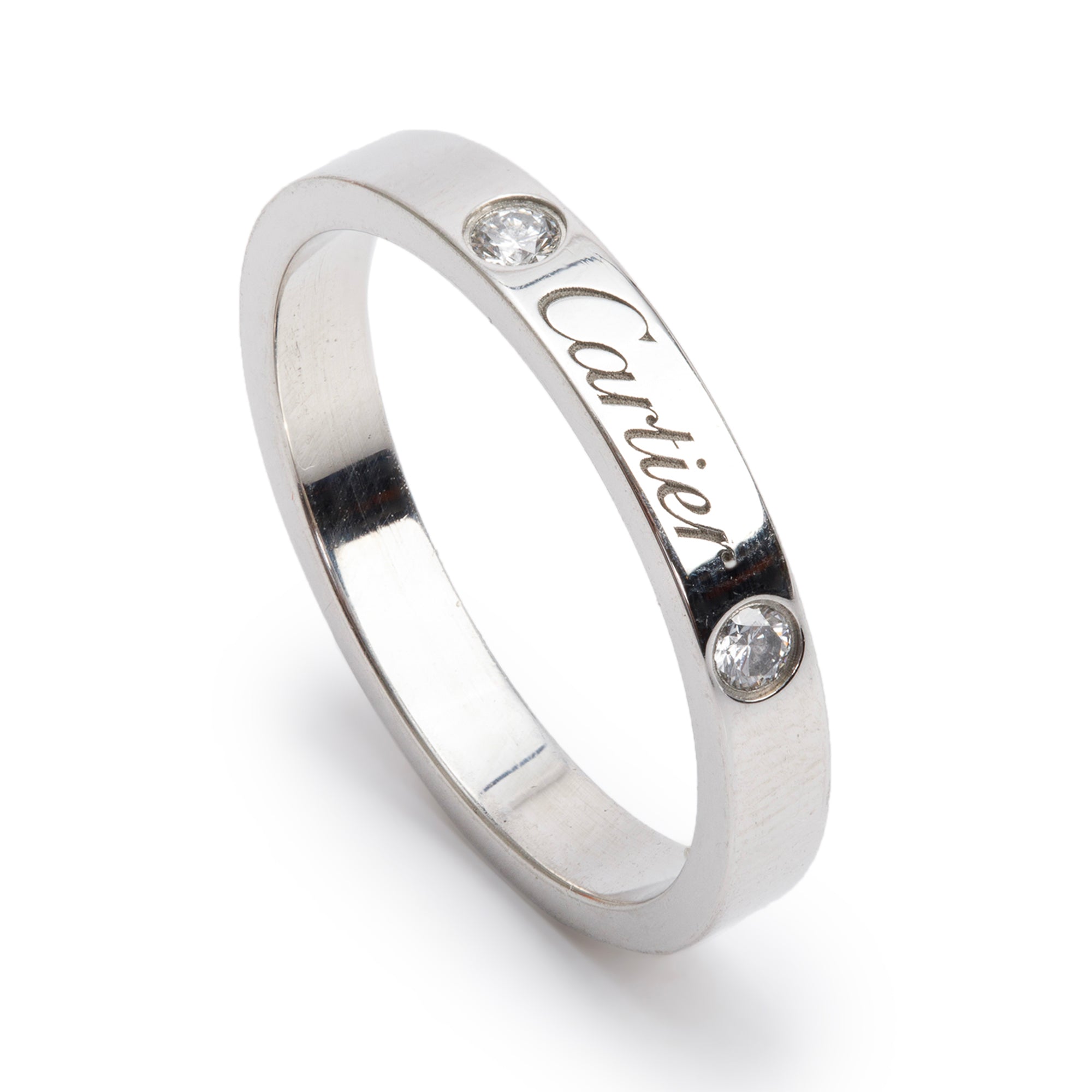 Cartier Platinum C de Cartier Diamond 3 MM Wedding Band Ring, Size 55 7.25