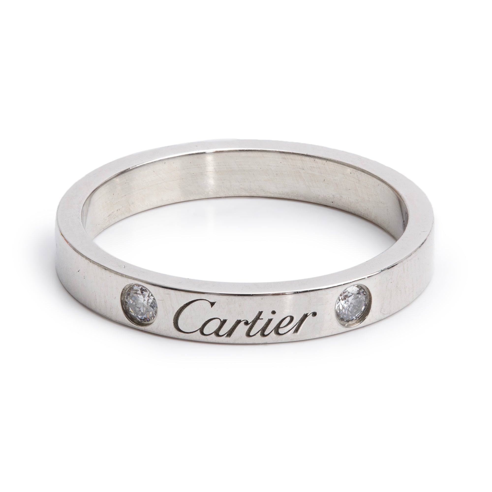 Cartier Platinum C de Cartier Diamond 3 MM Wedding Band Ring, Size 55 7.25