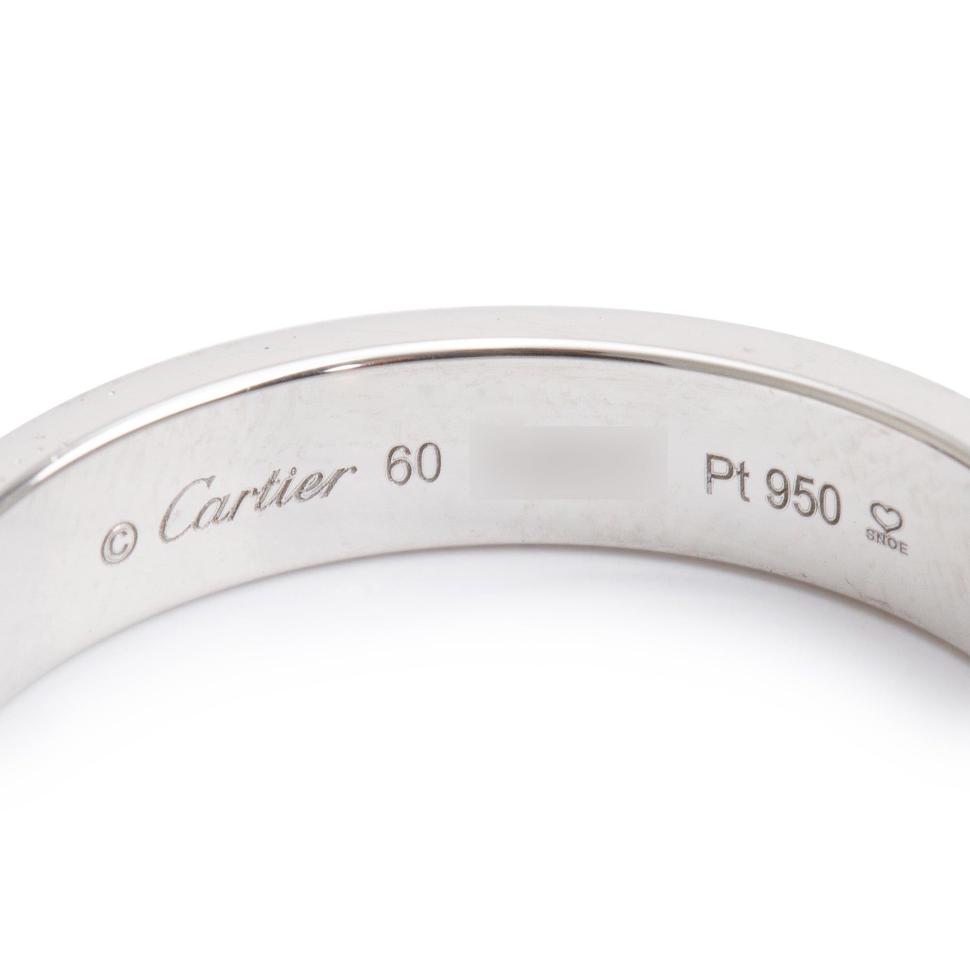Cartier Platinum C de Cartier Diamond 4 MM Wedding Band Ring, Size 60 9.25 w/ Box