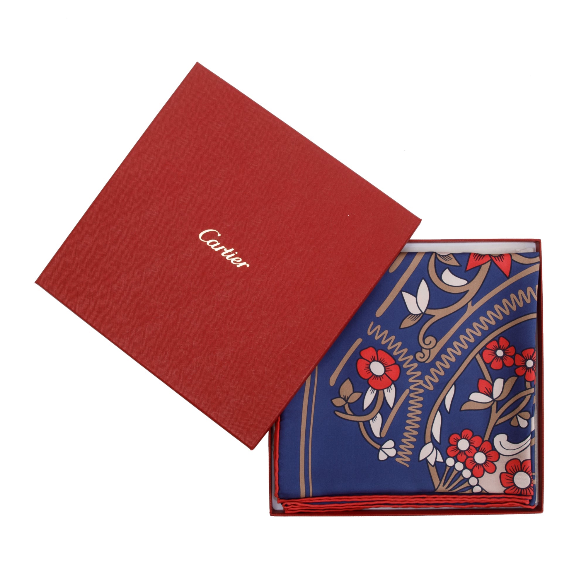 Cartier Printed Silk Scarf 90 w/ Box