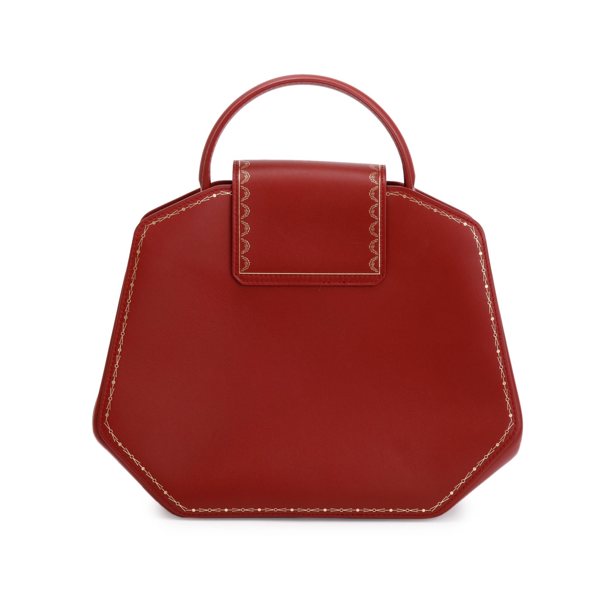 Cartier Red Calfskin Leather Guirlande De Cartier Top Handle Bag w/ Strap