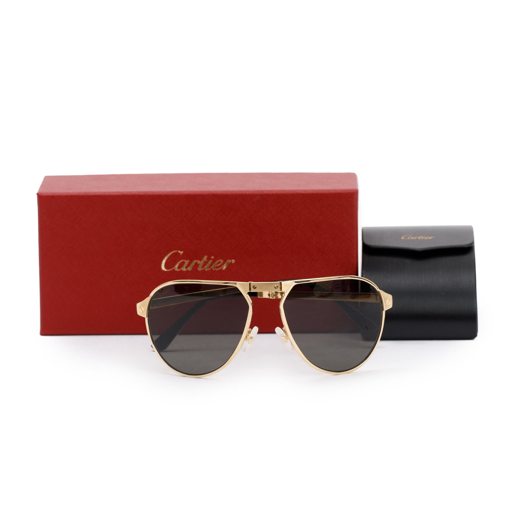 Cartier Santos De Cartier CT0265S Folding Sunglasses w/ Box & Case