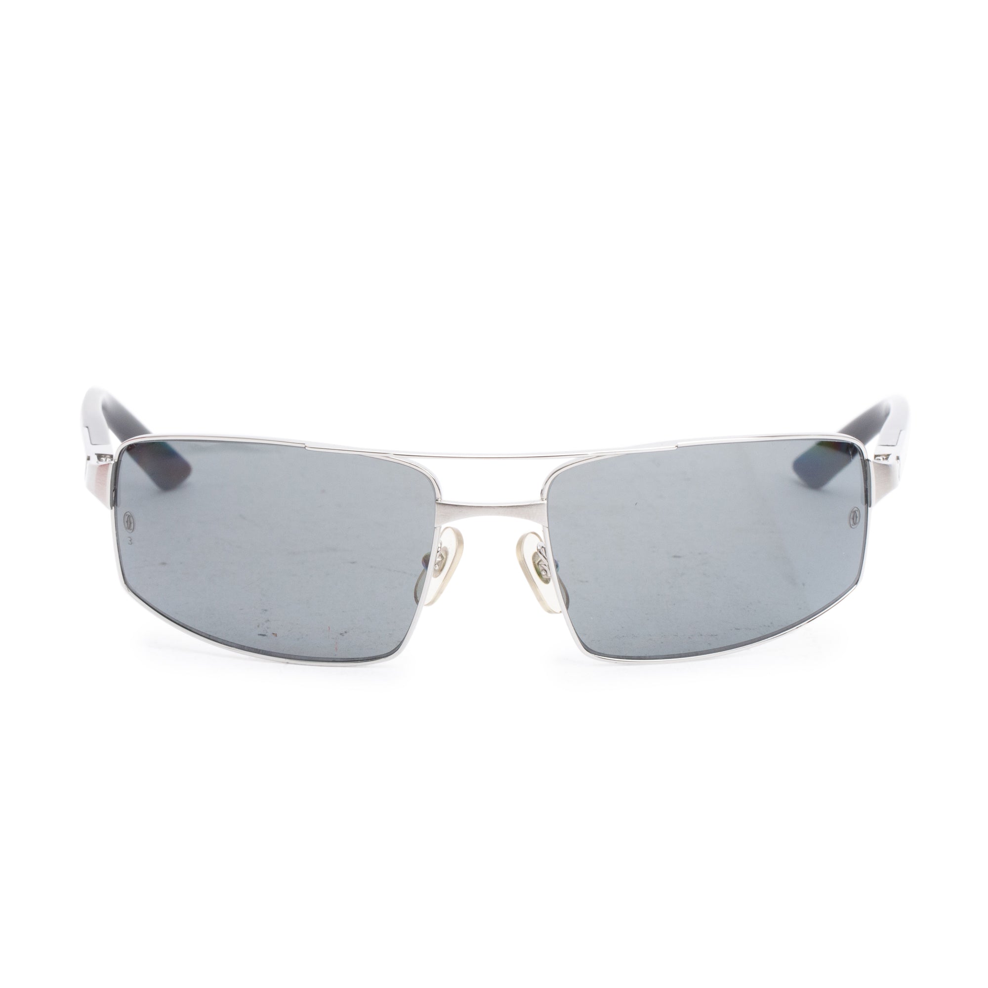 Cartier Silver-Tone Metal Santos Galaxy Aviator Sunglasses