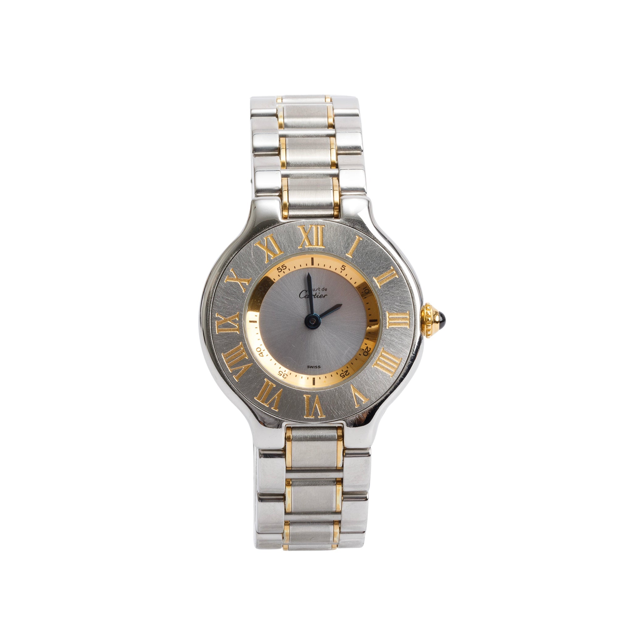 Cartier Stainless Steel & 18k Yellow Gold Plated Must de Cartier 21 28 MM Watch 1340