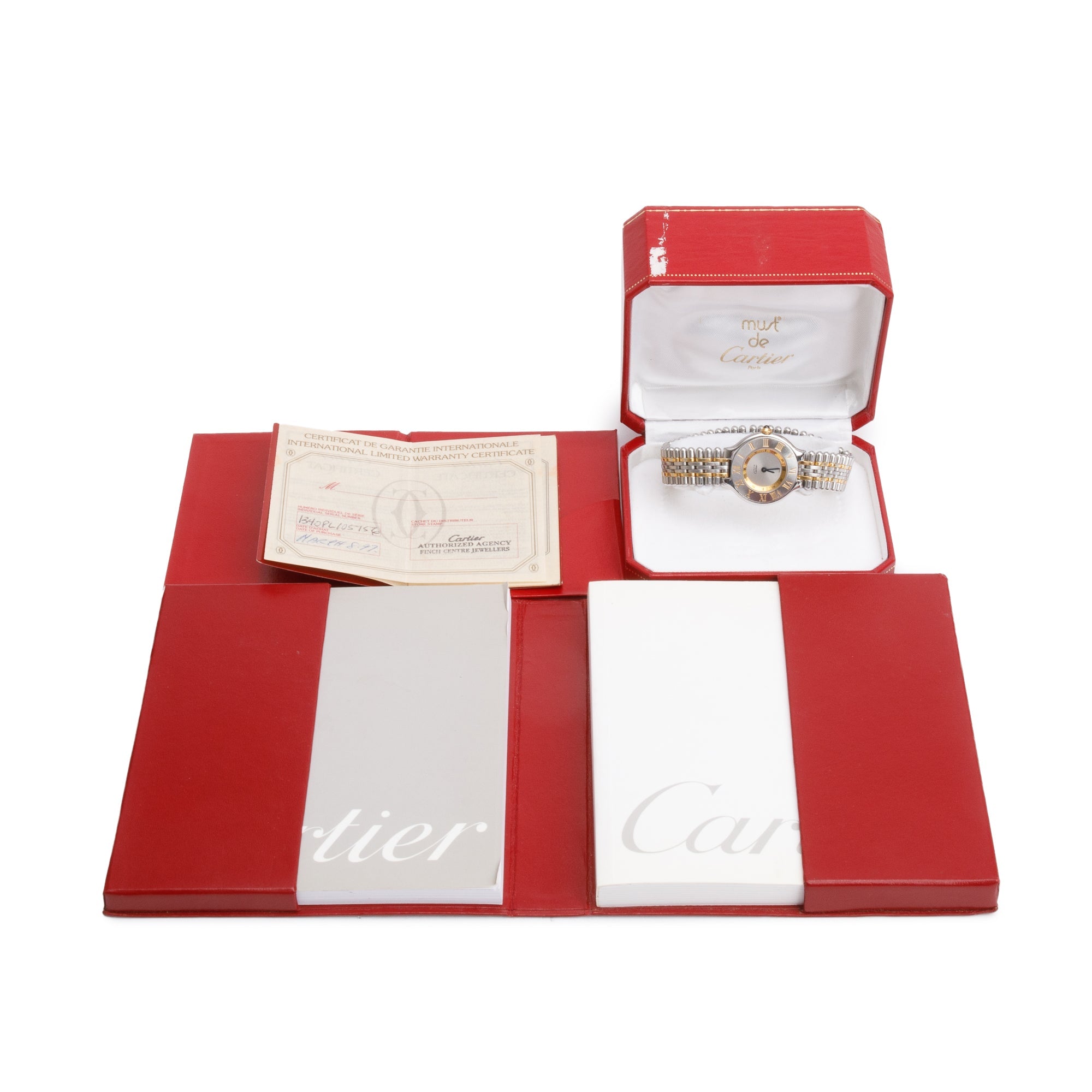 Cartier Stainless Steel & 18k Yellow Gold Plated Must de Cartier 21 28 MM Watch w/ Box & Papers