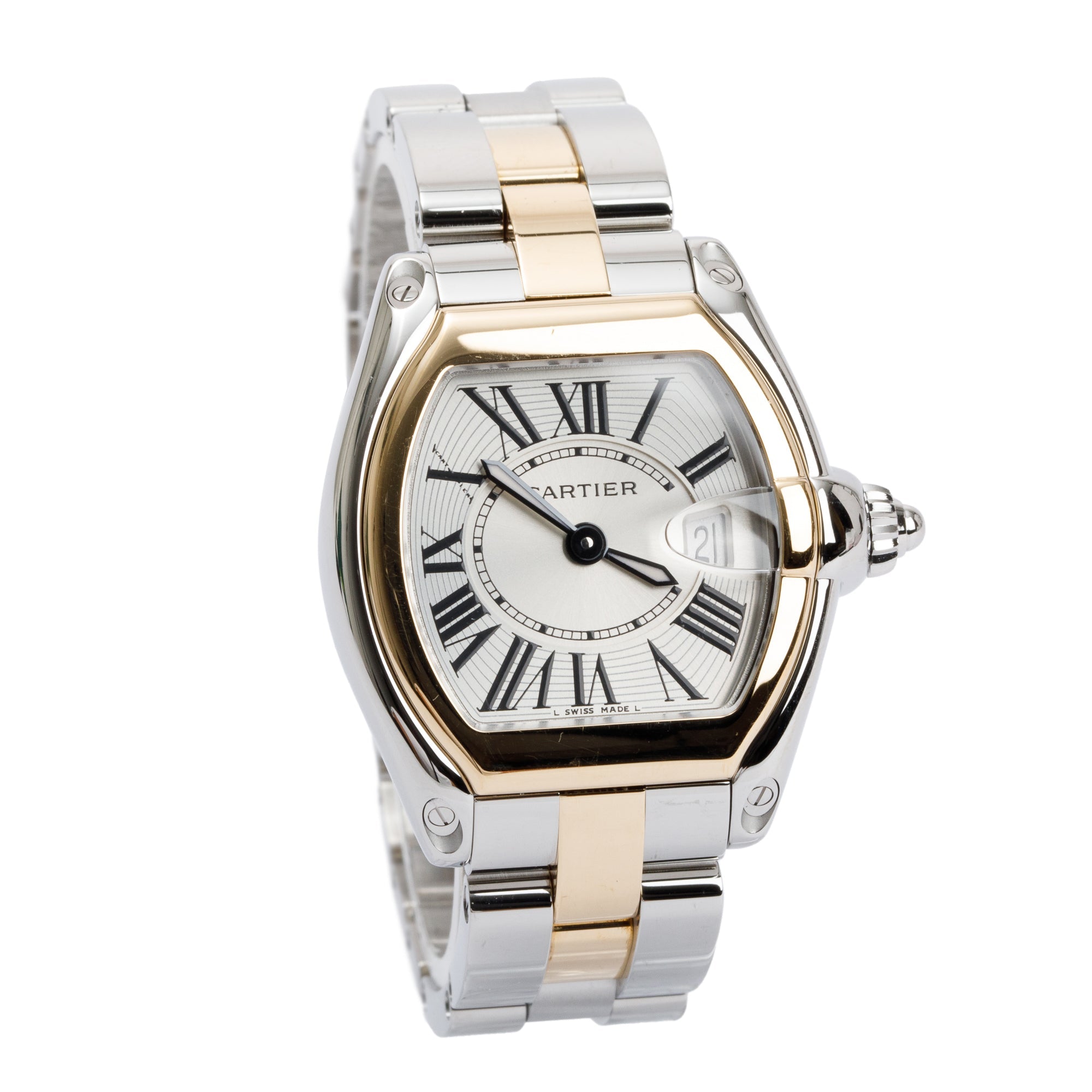 Cartier Stainless Steel & 18k Yellow Gold Roadster 31MM Quartz Watch w/ Box, Extra Strap & Papers