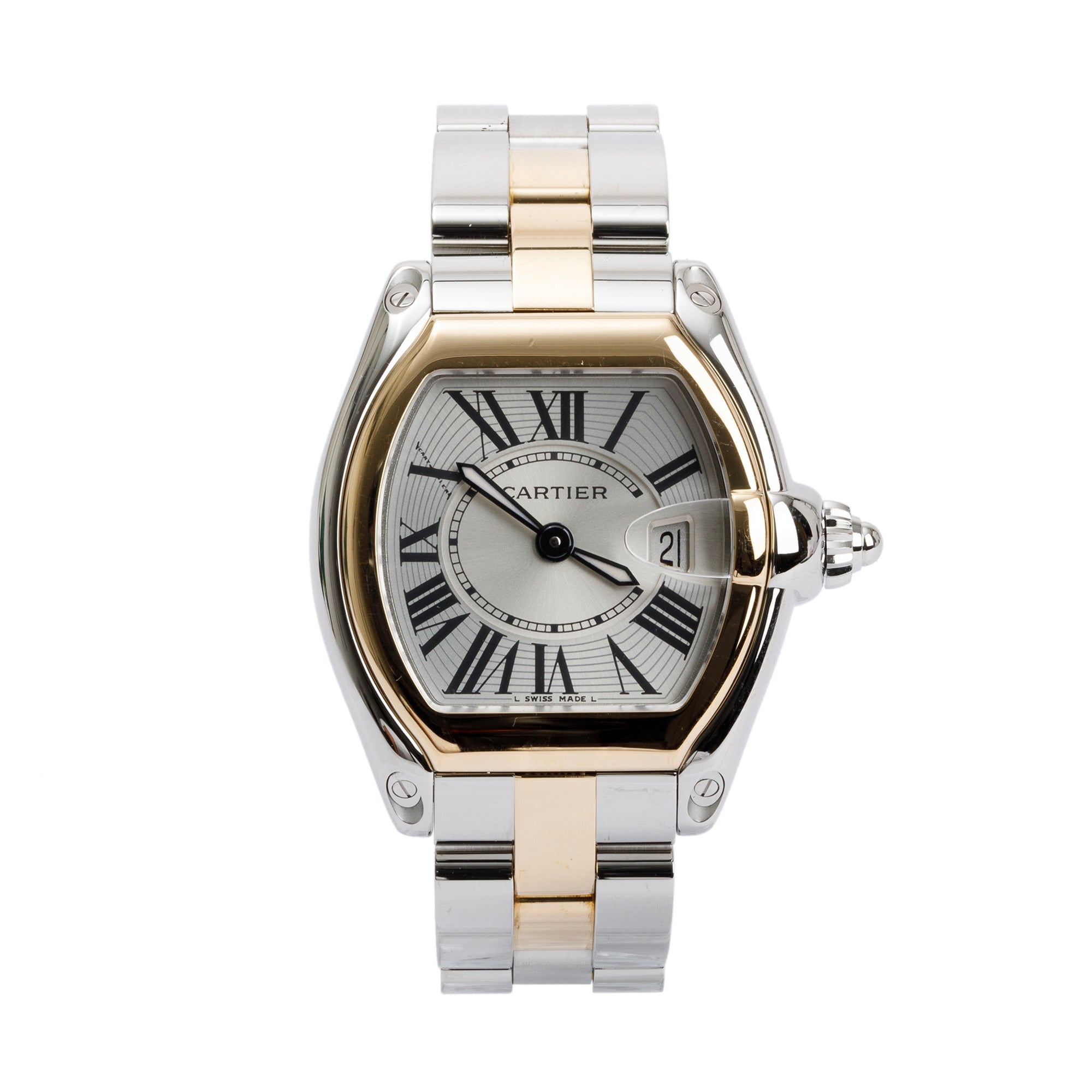 Cartier Stainless Steel & 18k Yellow Gold Roadster 31MM Quartz Watch w/ Box, Extra Strap & Papers