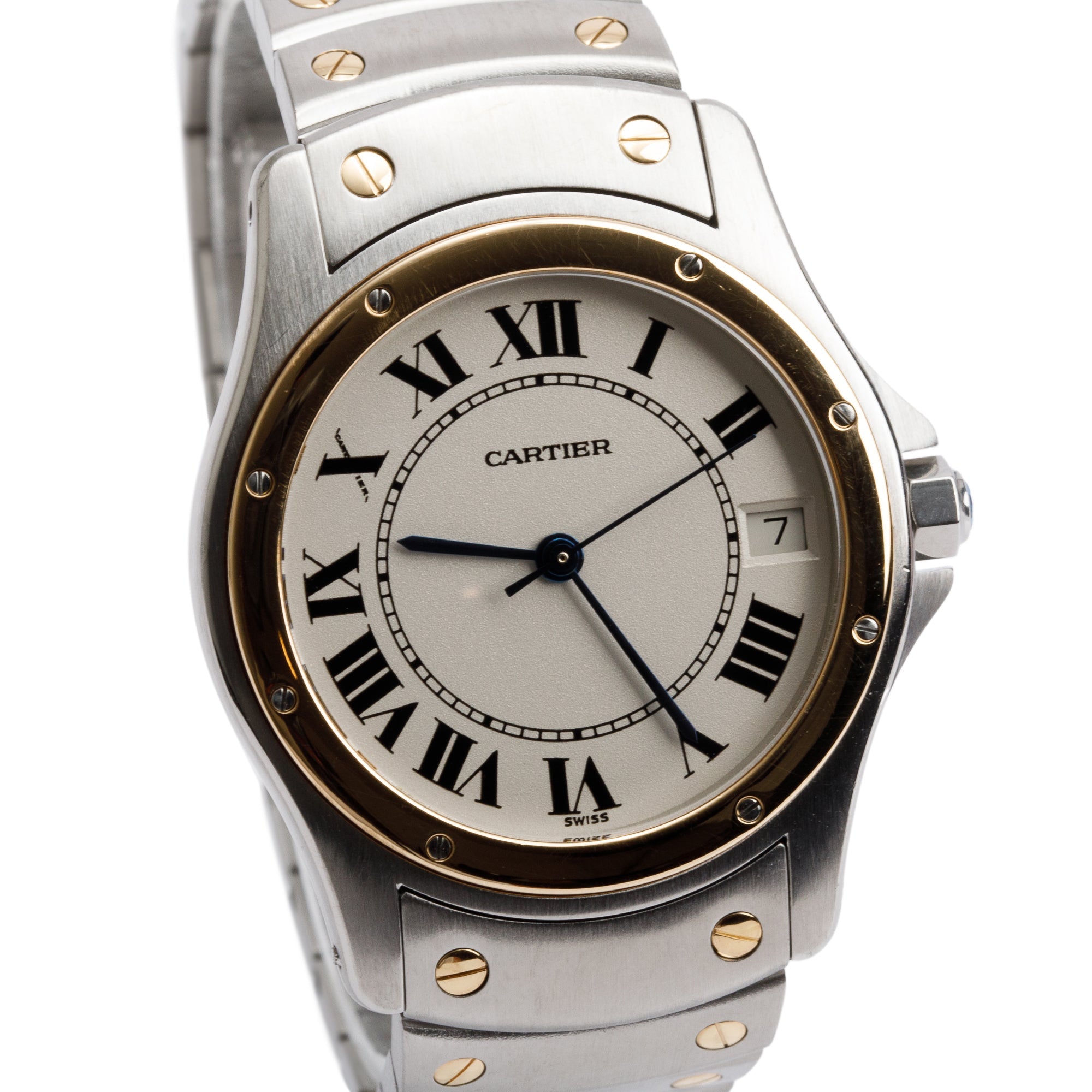 Cartier Stainless Steel & 18k Yellow Gold Santos Ronde 33 MM Automatic Watch