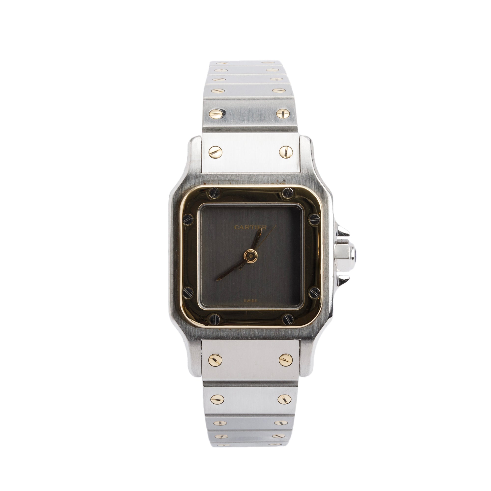 Cartier Stainless Steel & 18k Yellow Gold Santos de Cartier Automatic Watch Grey Dial 0902