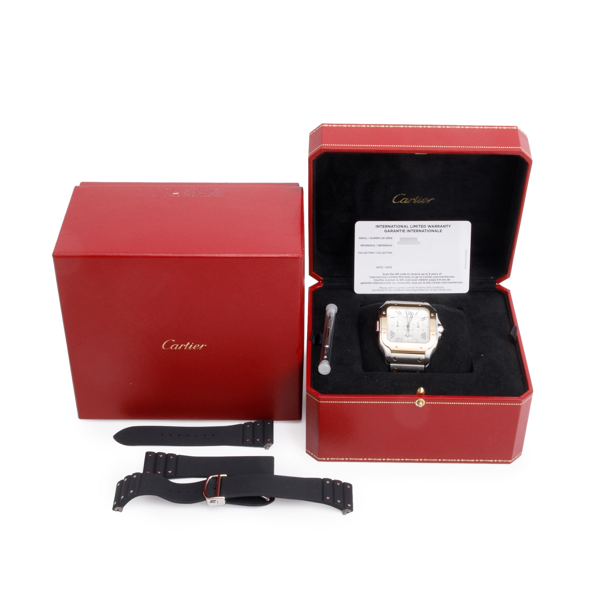 Cartier Stainless Steel & 18k Yellow Gold Santos de Cartier Chronograph Automatic Watch, Extra Large Model 4183 w/ Box, Papers & Extra Straps