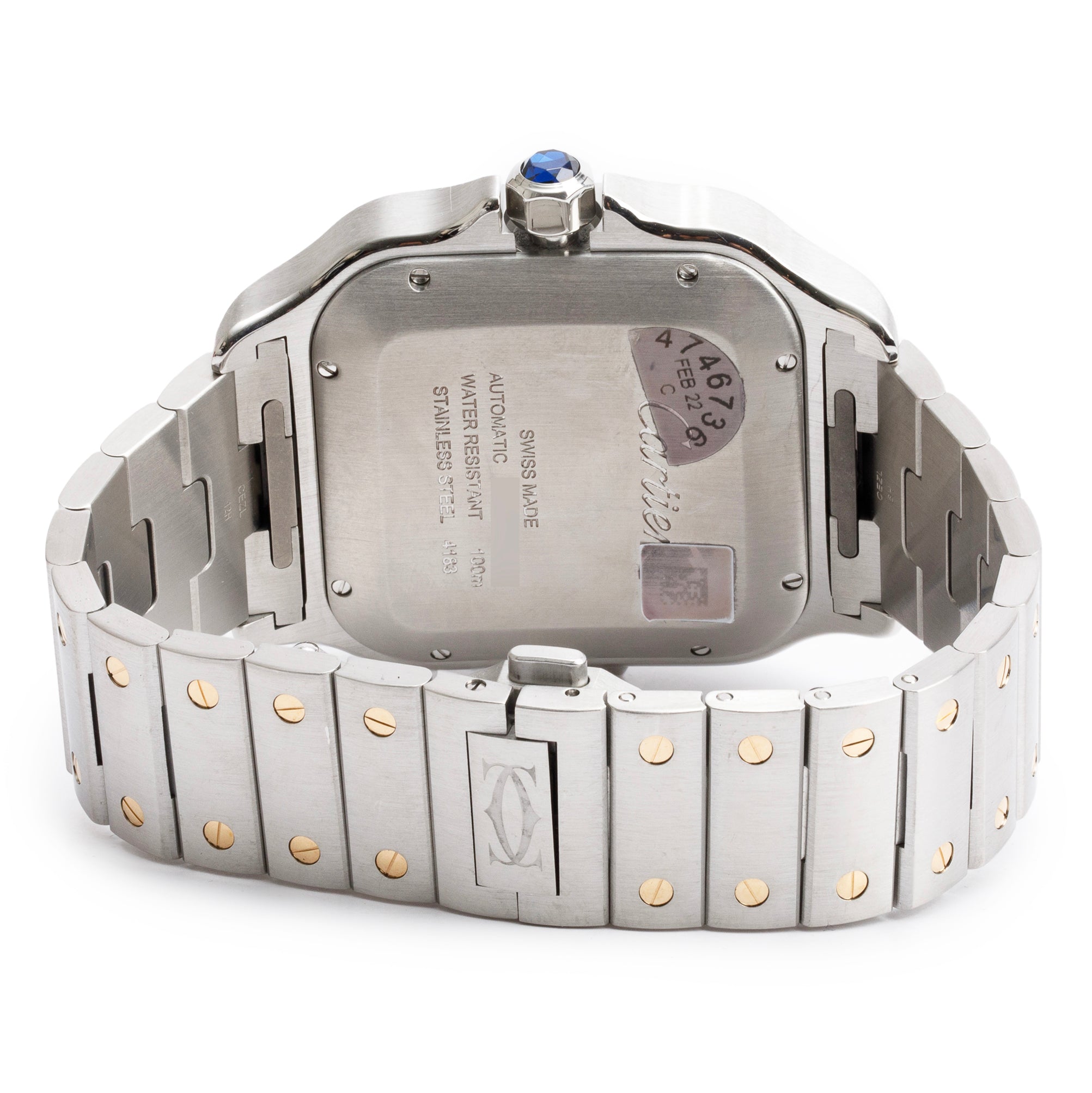 Cartier Stainless Steel & 18k Yellow Gold Santos de Cartier Chronograph Automatic Watch, Extra Large Model 4183 w/ Box, Papers & Extra Straps