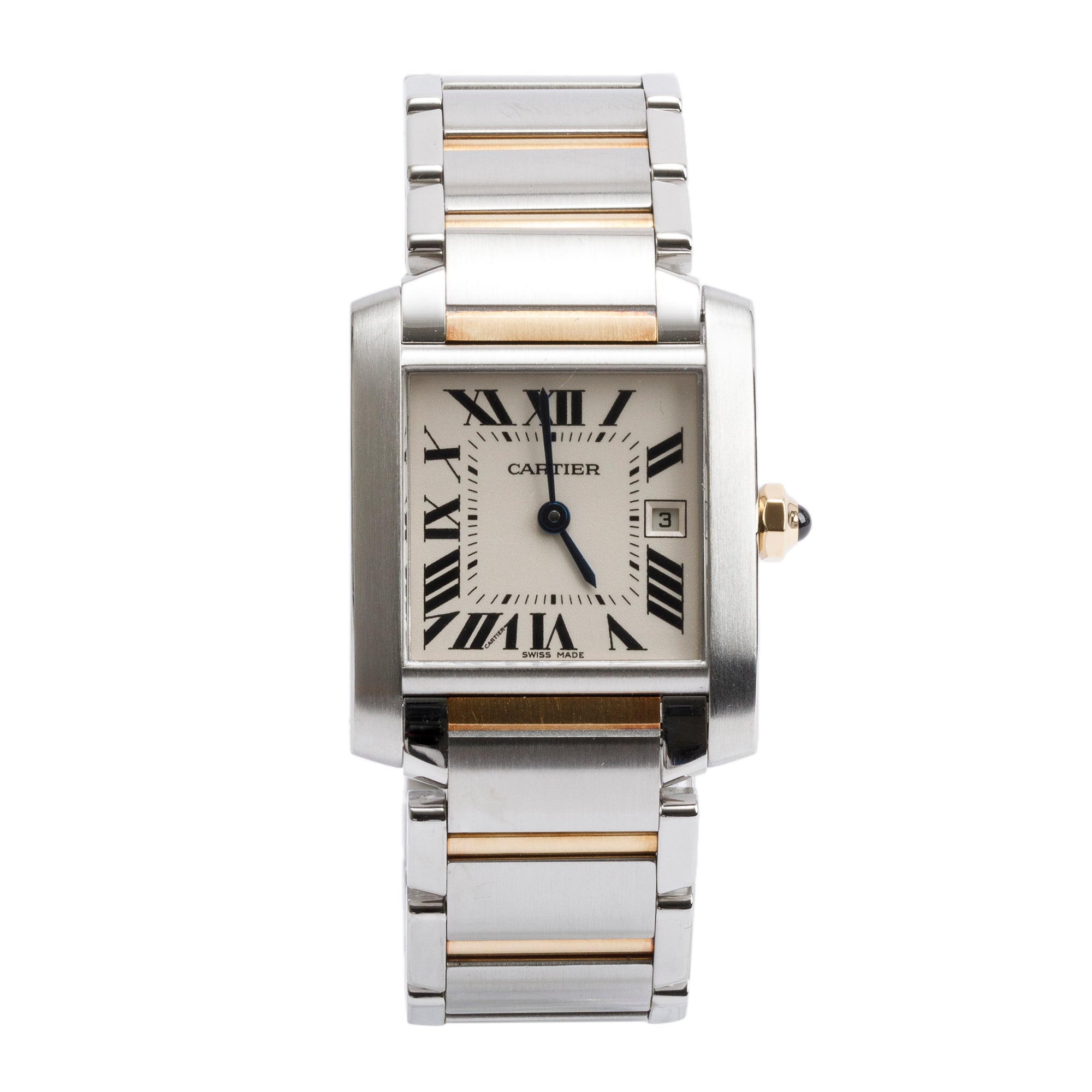 Cartier Stainless Steel & 18k Yellow Gold Tank Francaise Watch, Medium Model 2465 w/ Pouch & Papers