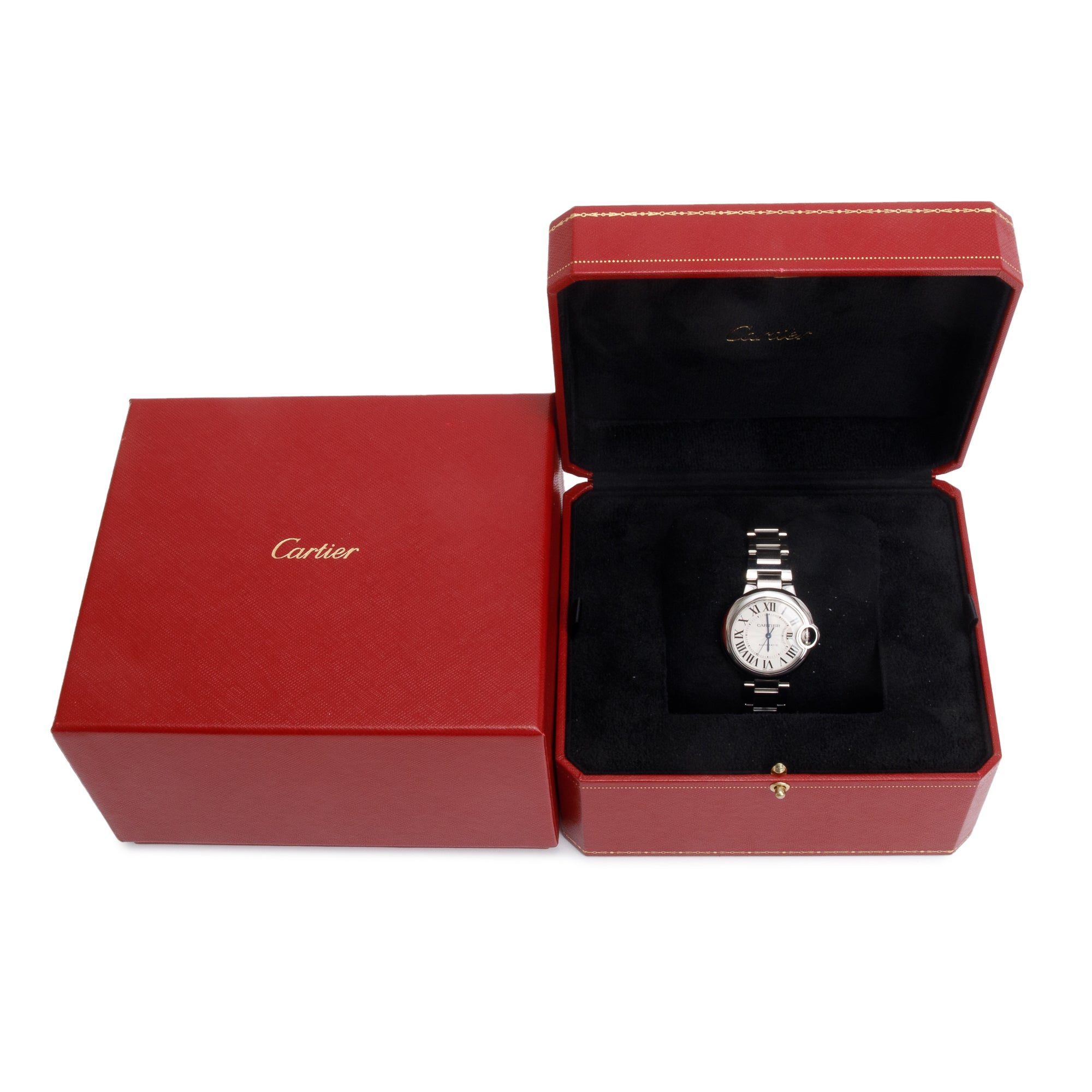 Cartier Stainless Steel Ballon Bleu de Cartier 33 MM Automatic Watch 3489 w/ Box & Papers