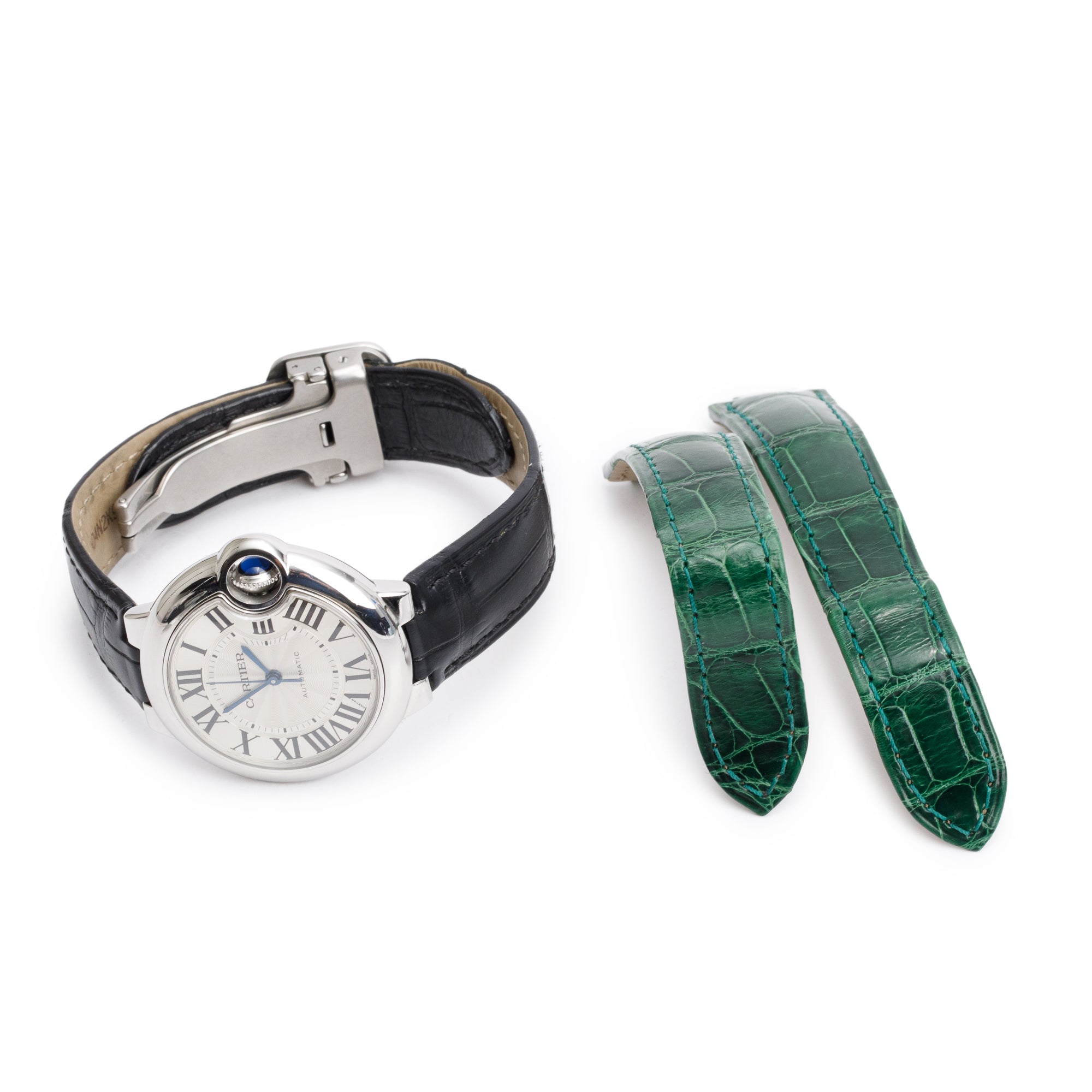 Cartier Stainless Steel Ballon Bleu de Cartier 33 MM Automatic Watch 3489 w/ Extra Strap