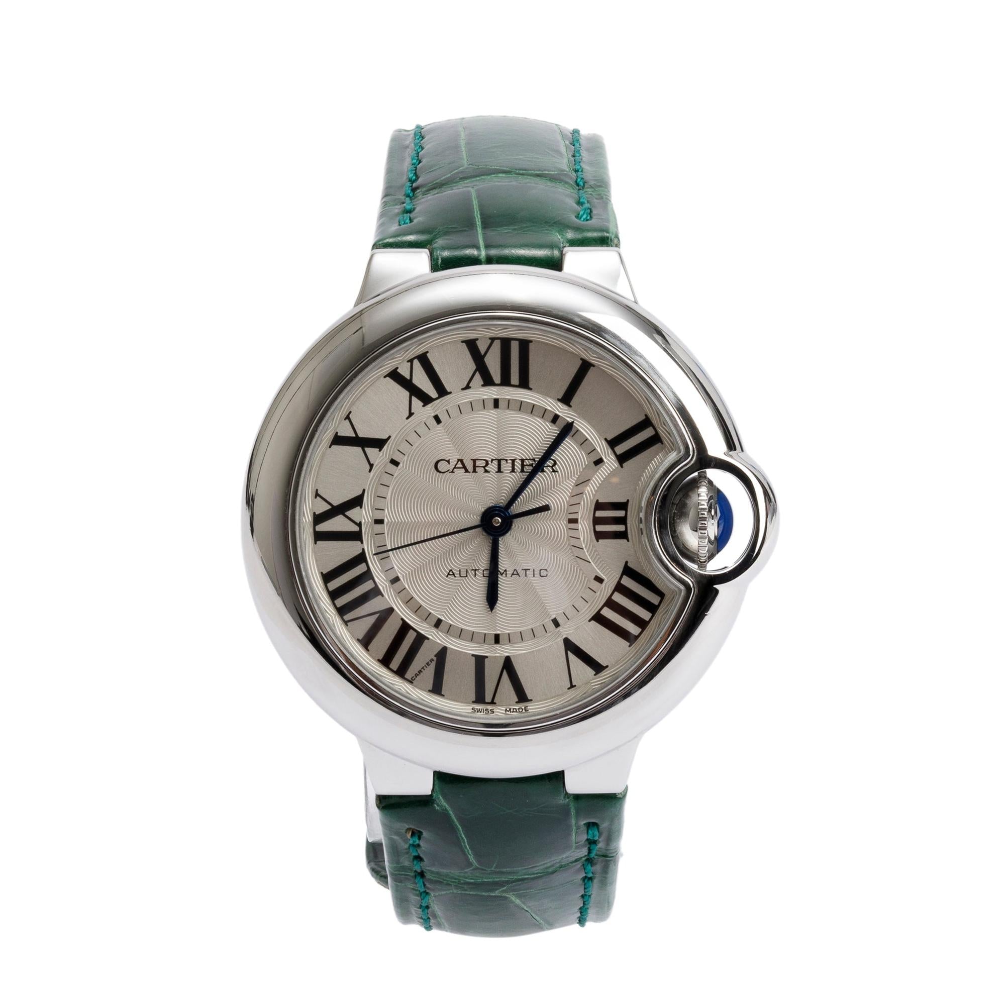 Cartier Stainless Steel Ballon Bleu de Cartier 33MM Automatic Watch 3489 w/ Extra Strap