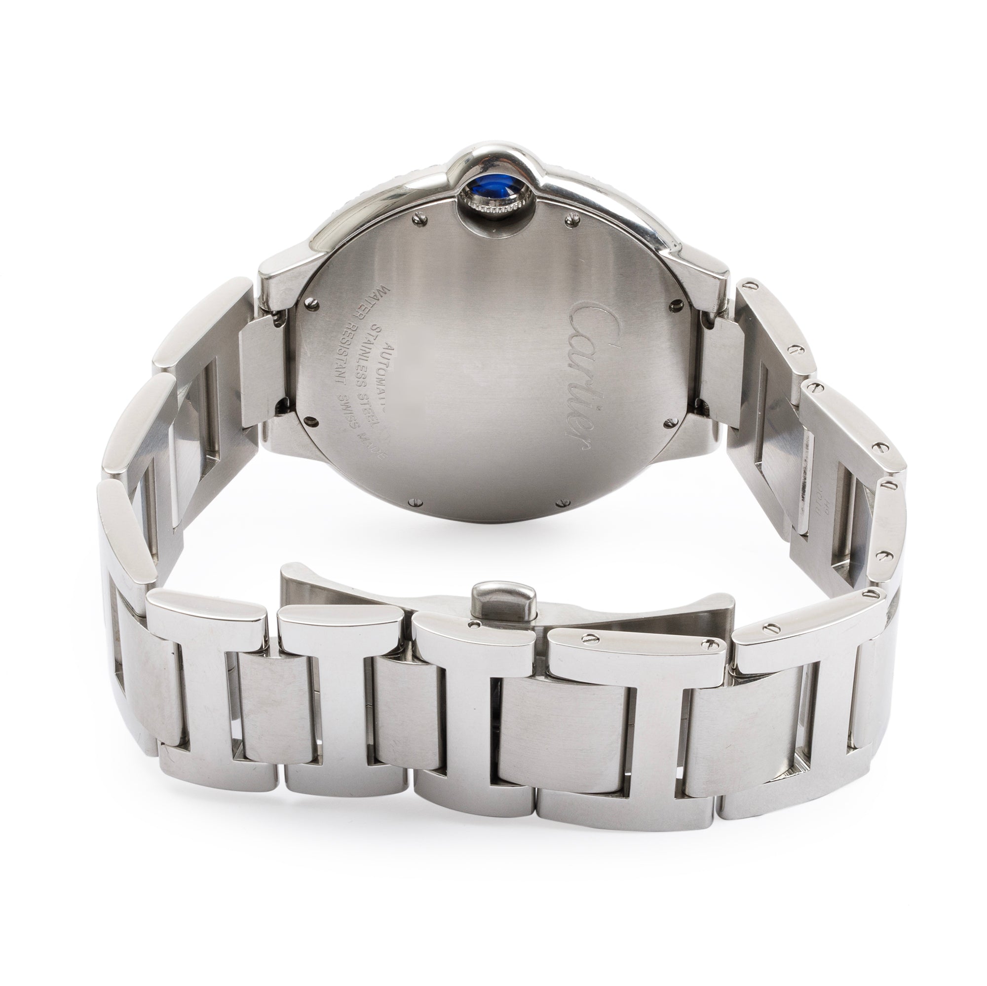 Cartier Stainless Steel Diamond Bezel Ballon Bleu de Cartier 42MM Automatic Watch w/ Box & Papers