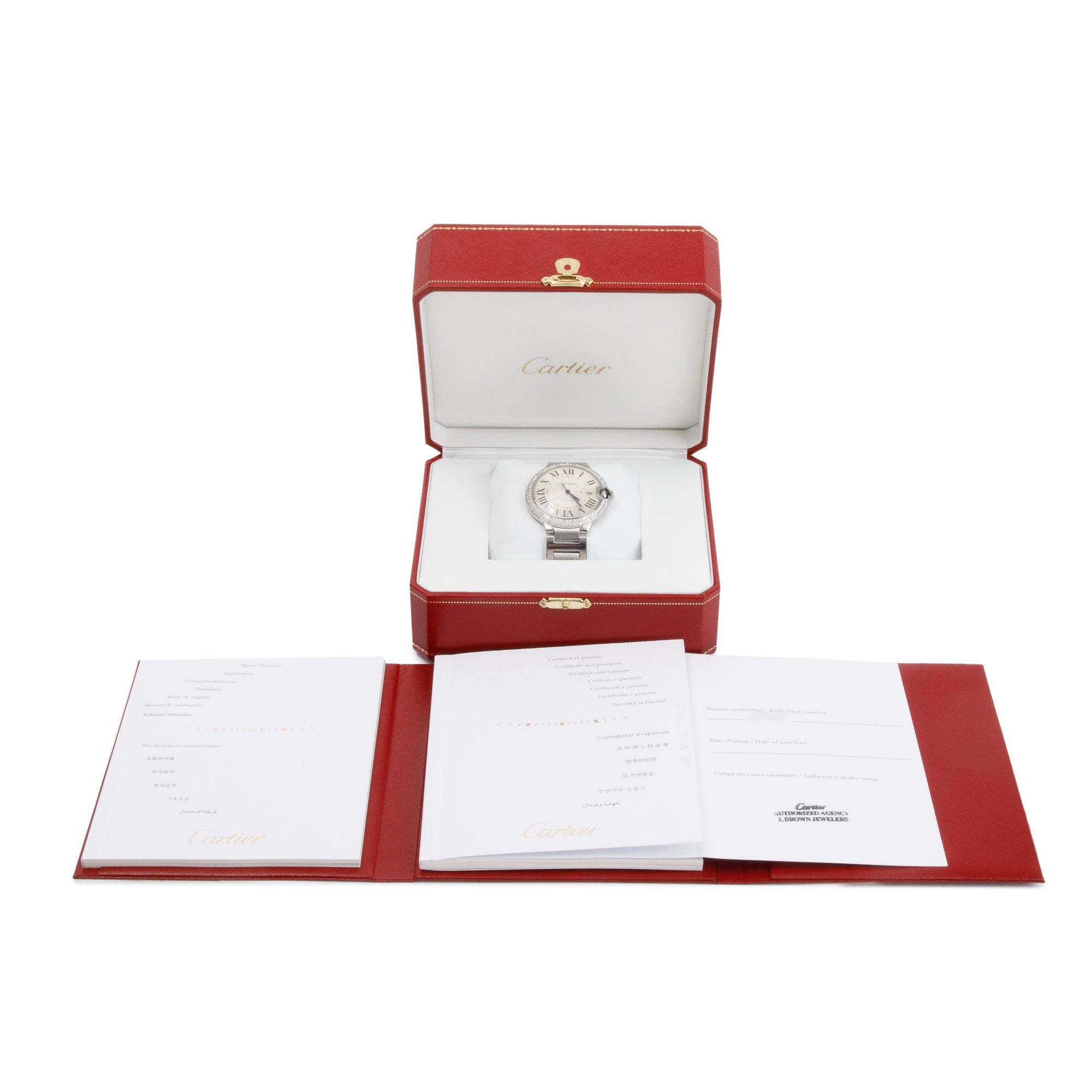 Cartier Stainless Steel Diamond Bezel Ballon Bleu de Cartier 42MM Automatic Watch w/ Box & Papers