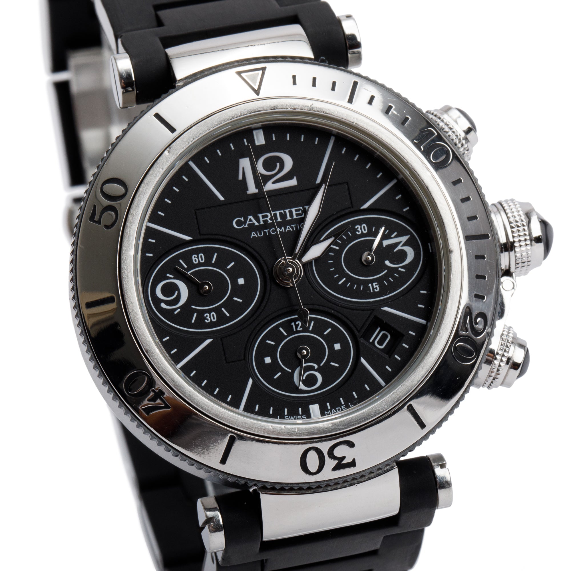 Cartier Stainless Steel Pasha Seatimer 42 MM Chronograph Automatic Watch 2995 w/ Box & Papers