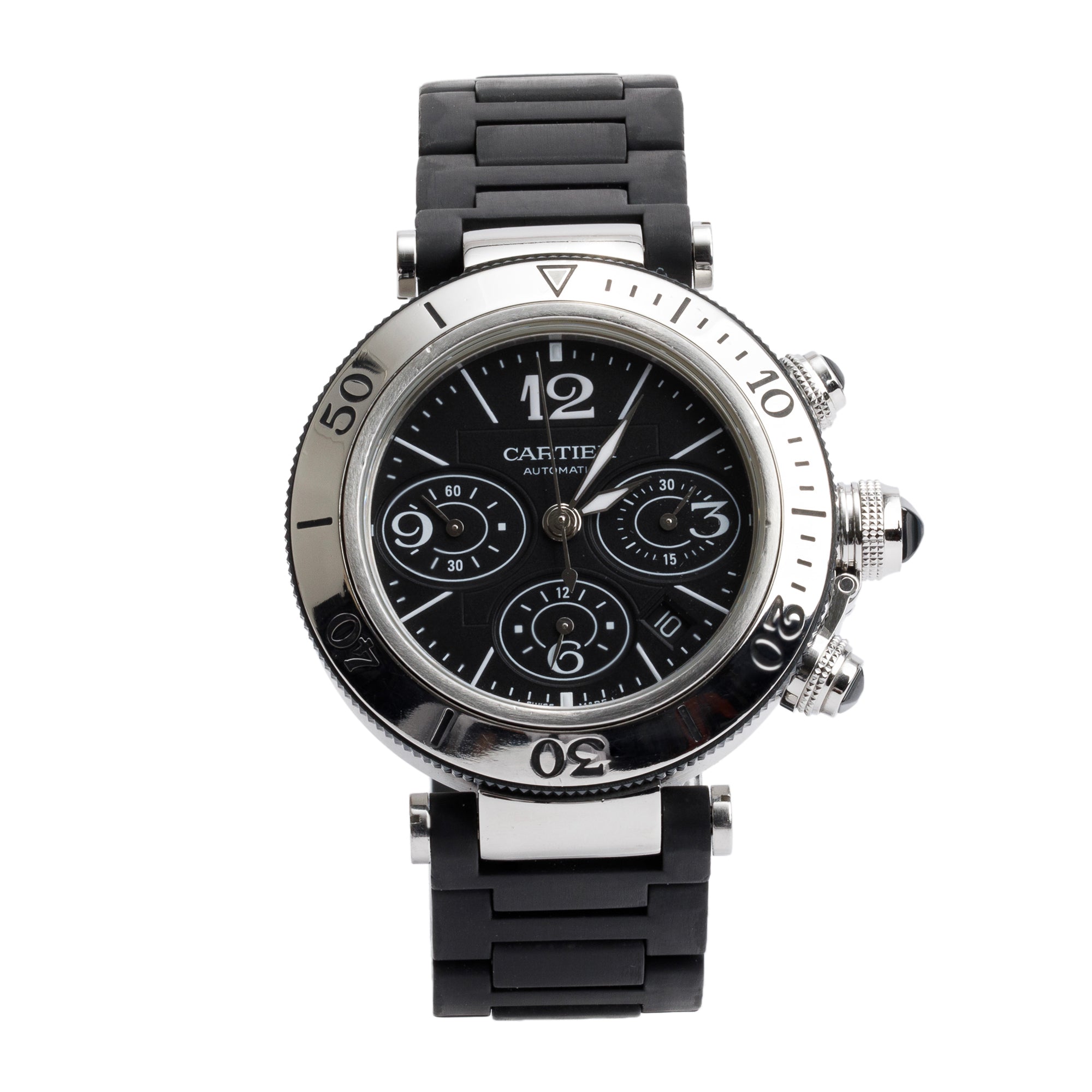 Cartier Stainless Steel Pasha Seatimer 42 MM Chronograph Automatic Watch 2995 w/ Box & Papers