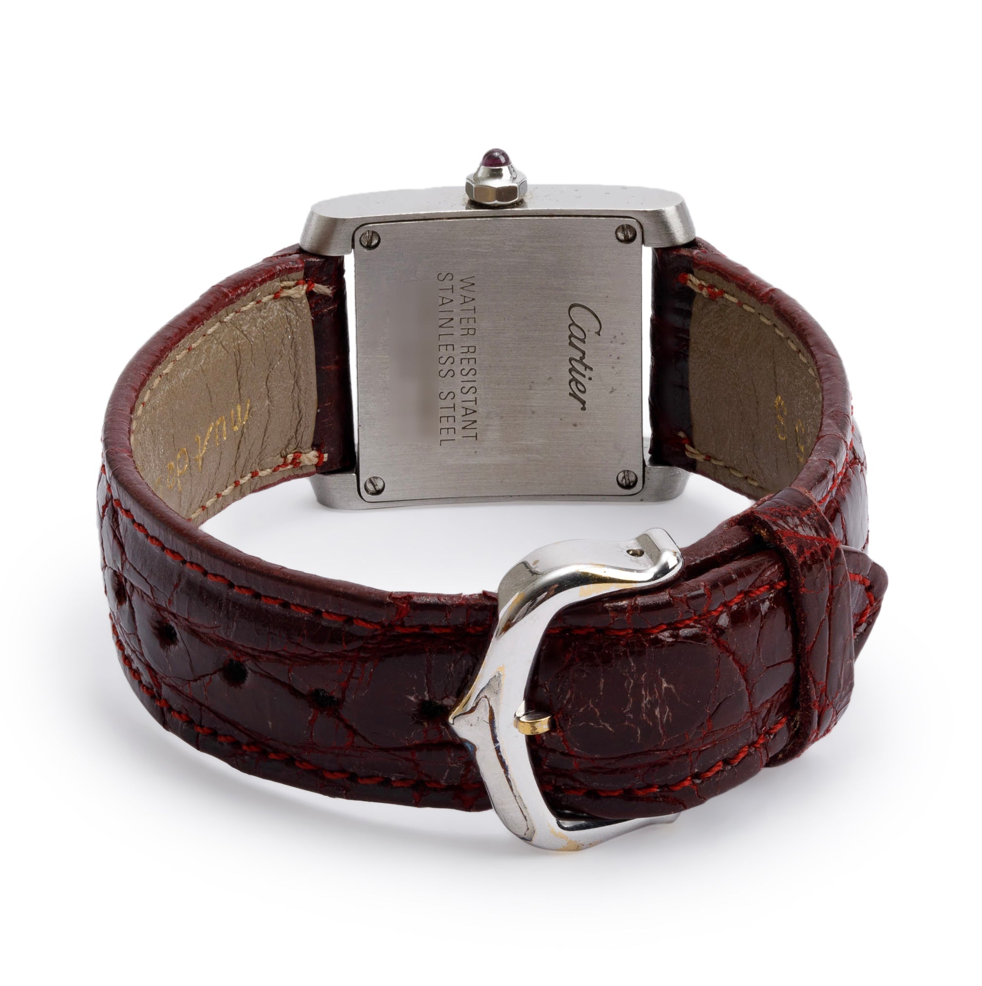 Cartier Stainless Steel Pink Mother of Pearl Dial Tank Francaise Watch, Small Model 2384