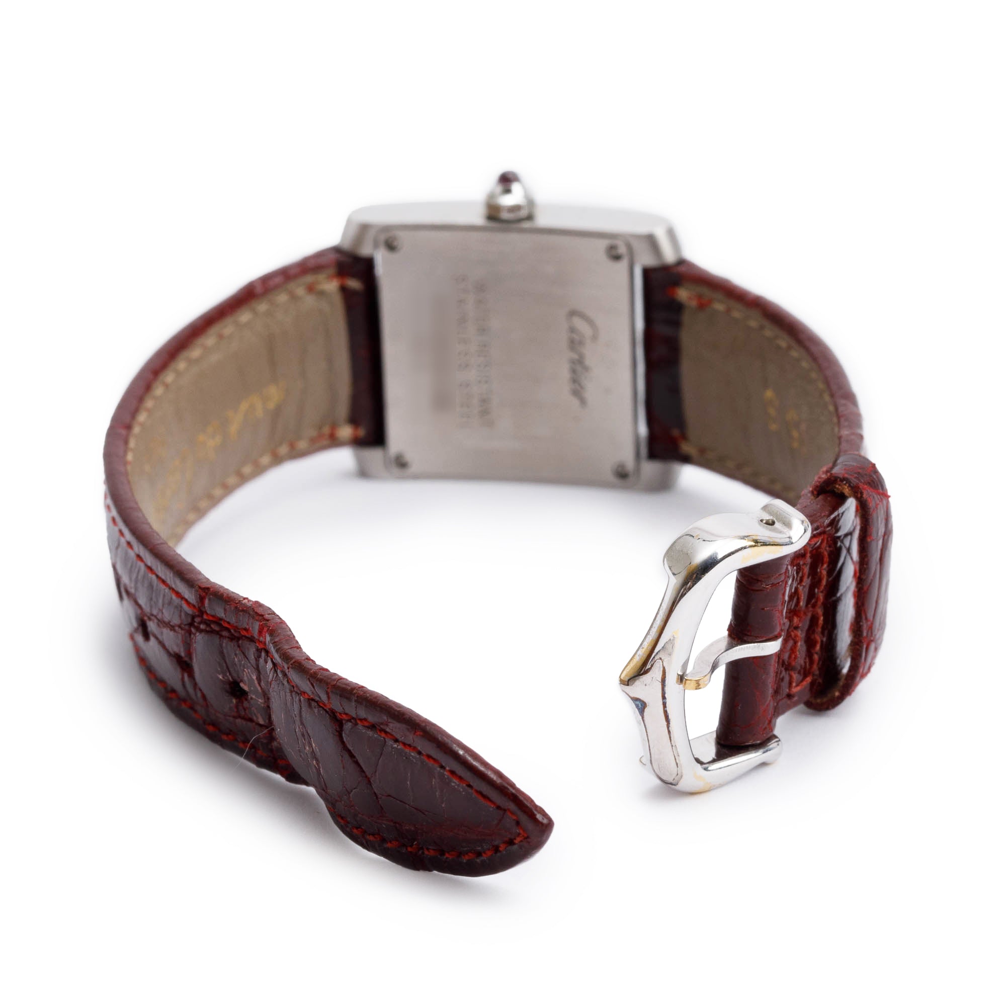 Cartier Stainless Steel Pink Mother of Pearl Dial Tank Francaise Watch, Small Model 2384