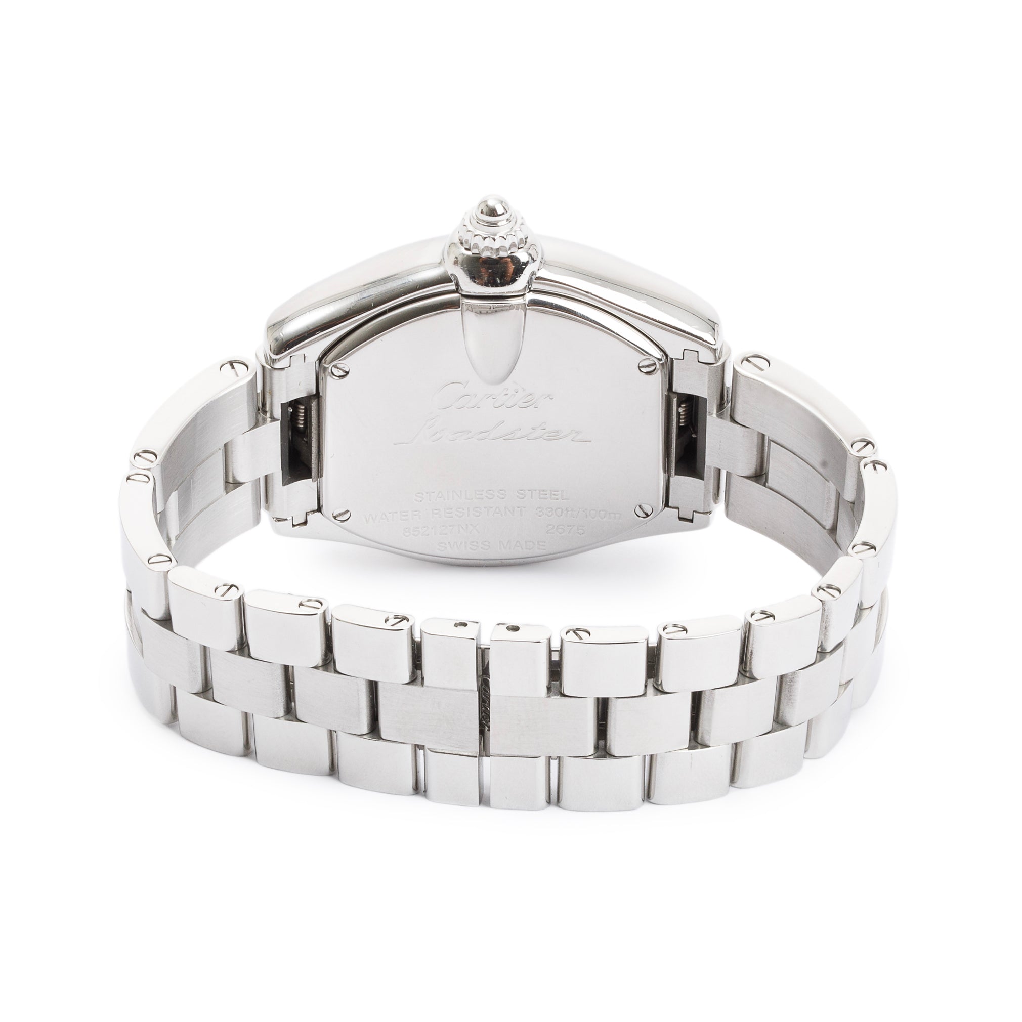 Cartier Stainless Steel Roadster 31MM Watch Pink Dial w/ Box, Papers & Extra Strap