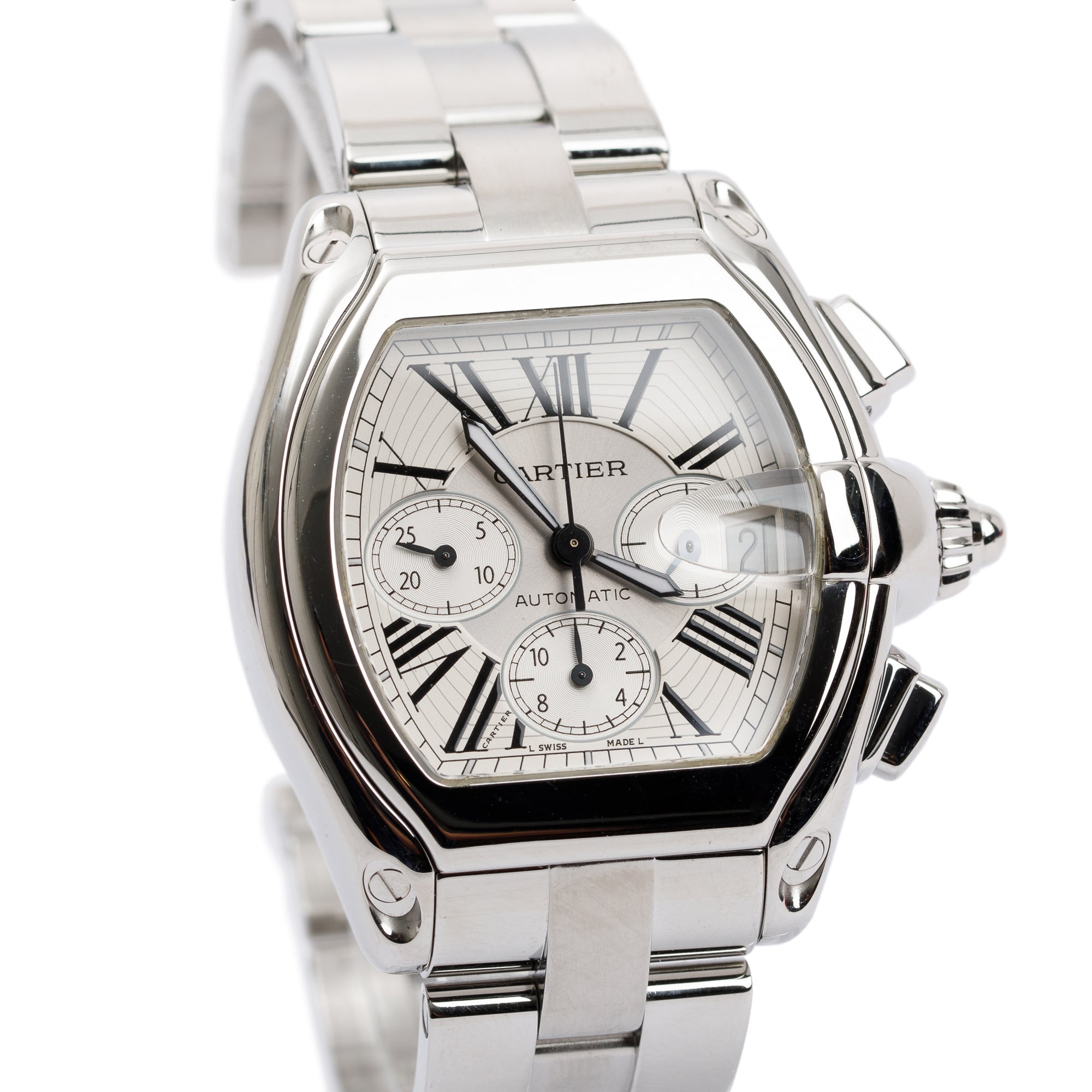 Cartier Stainless Steel Roadster XL Automatic Chronograph Watch w/ Box