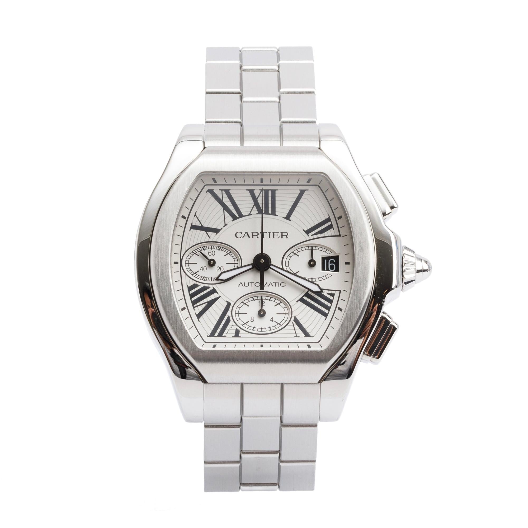 Cartier Stainless Steel Roadster XL Chronograph Automatic Watch 3405 w/ Box & Papers