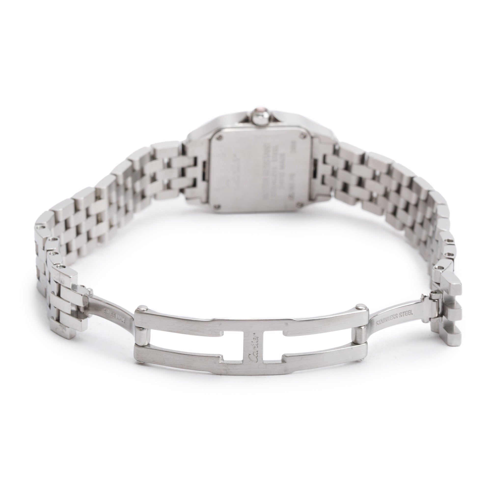Cartier Stainless Steel Santos Demoiselle Pink Mother of Pearl Dial Watch