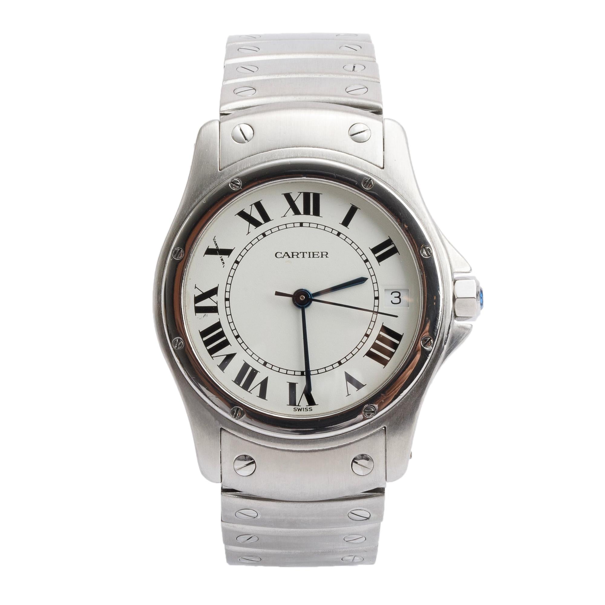 Cartier Stainless Steel Santos Ronde 33 MM Automatic Watch 1920